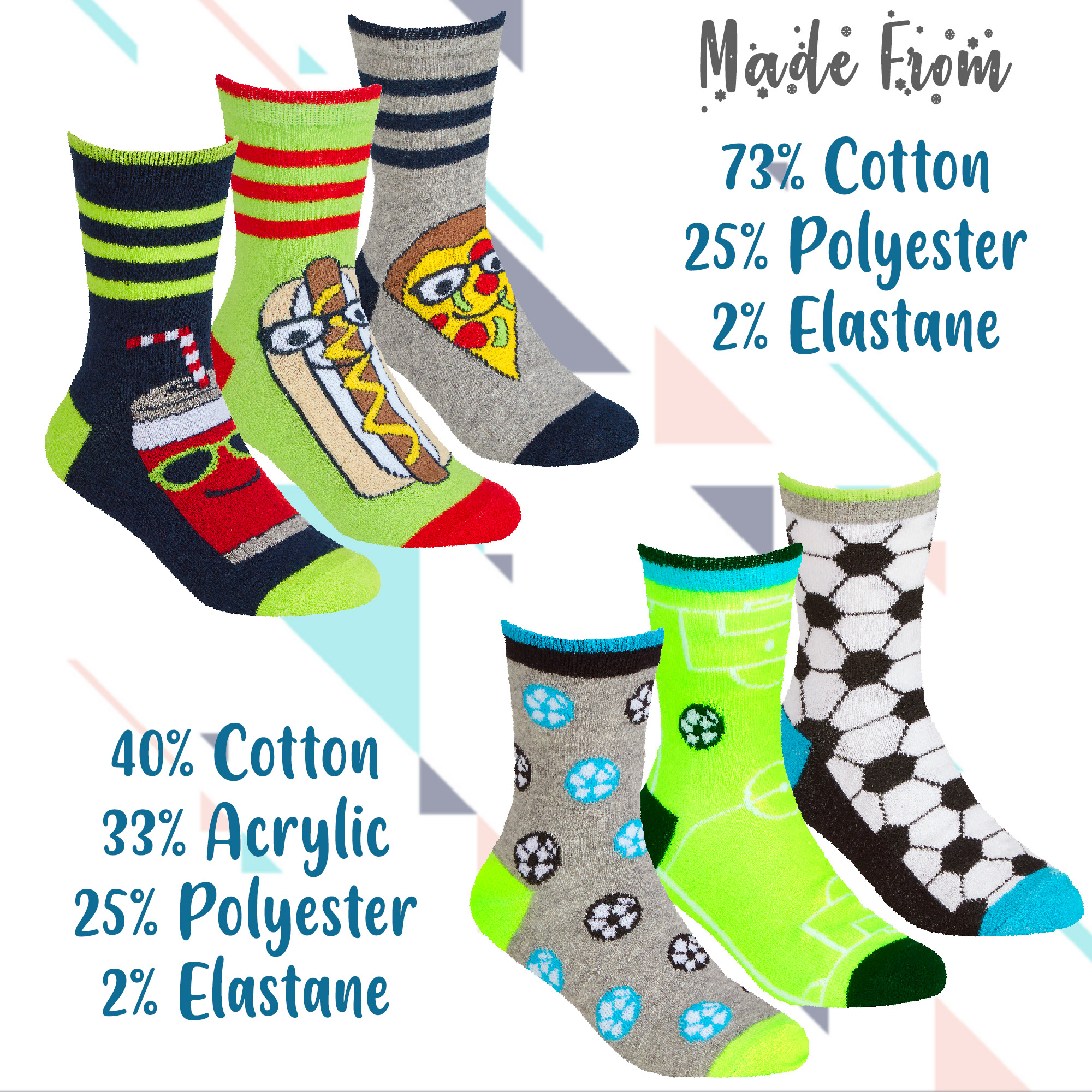 6 Pairs Boys Cotton Rich Novelty Funky Cartoon School Everyday Multipack Socks - Picture 39 of 46