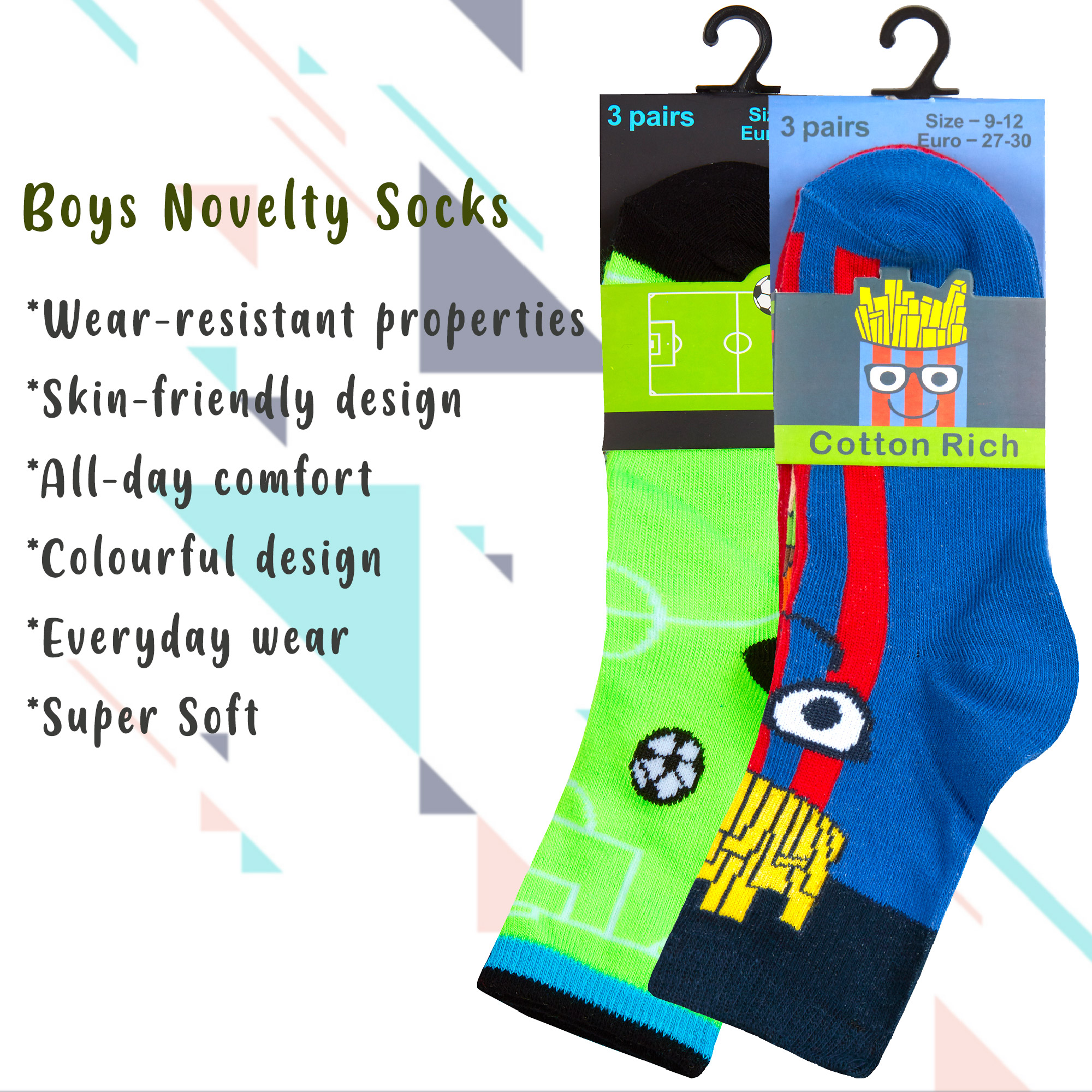6 Pairs Boys Cotton Rich Novelty Funky Cartoon School Everyday Multipack Socks - Picture 40 of 46