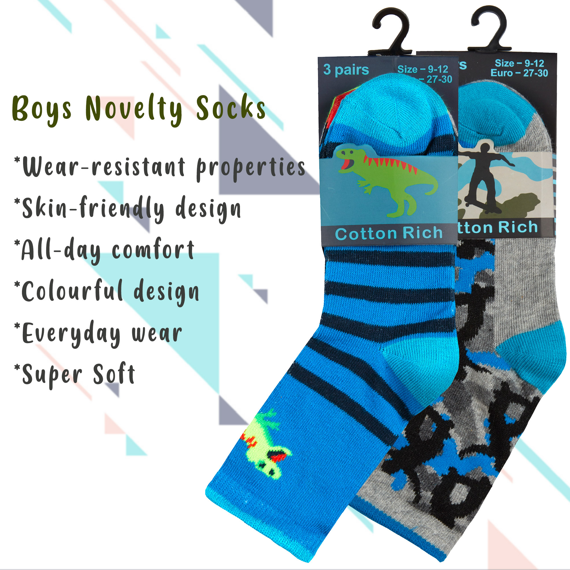 6 Pairs Boys Cotton Rich Novelty Funky Cartoon School Everyday Multipack Socks - Picture 36 of 46