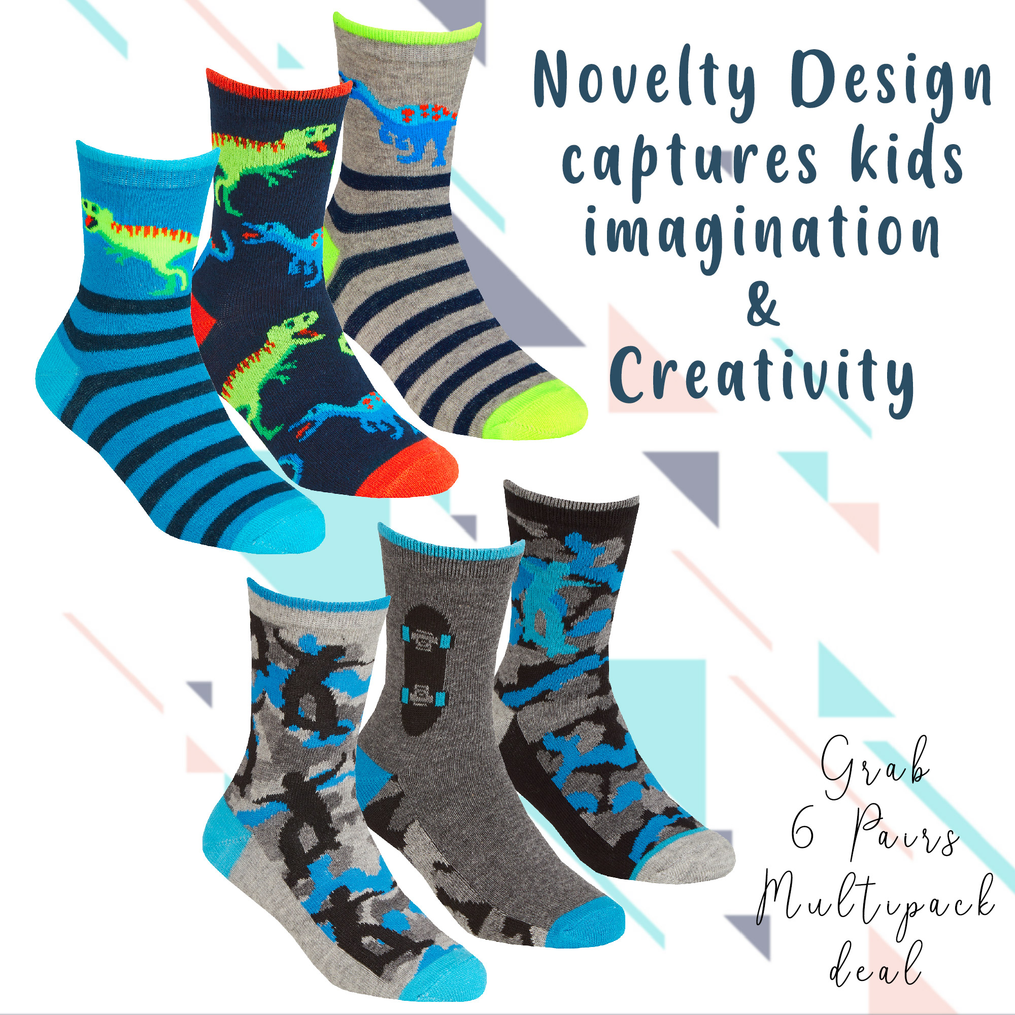 6 Pairs Boys Cotton Rich Novelty Funky Cartoon School Everyday Multipack Socks - Picture 37 of 46