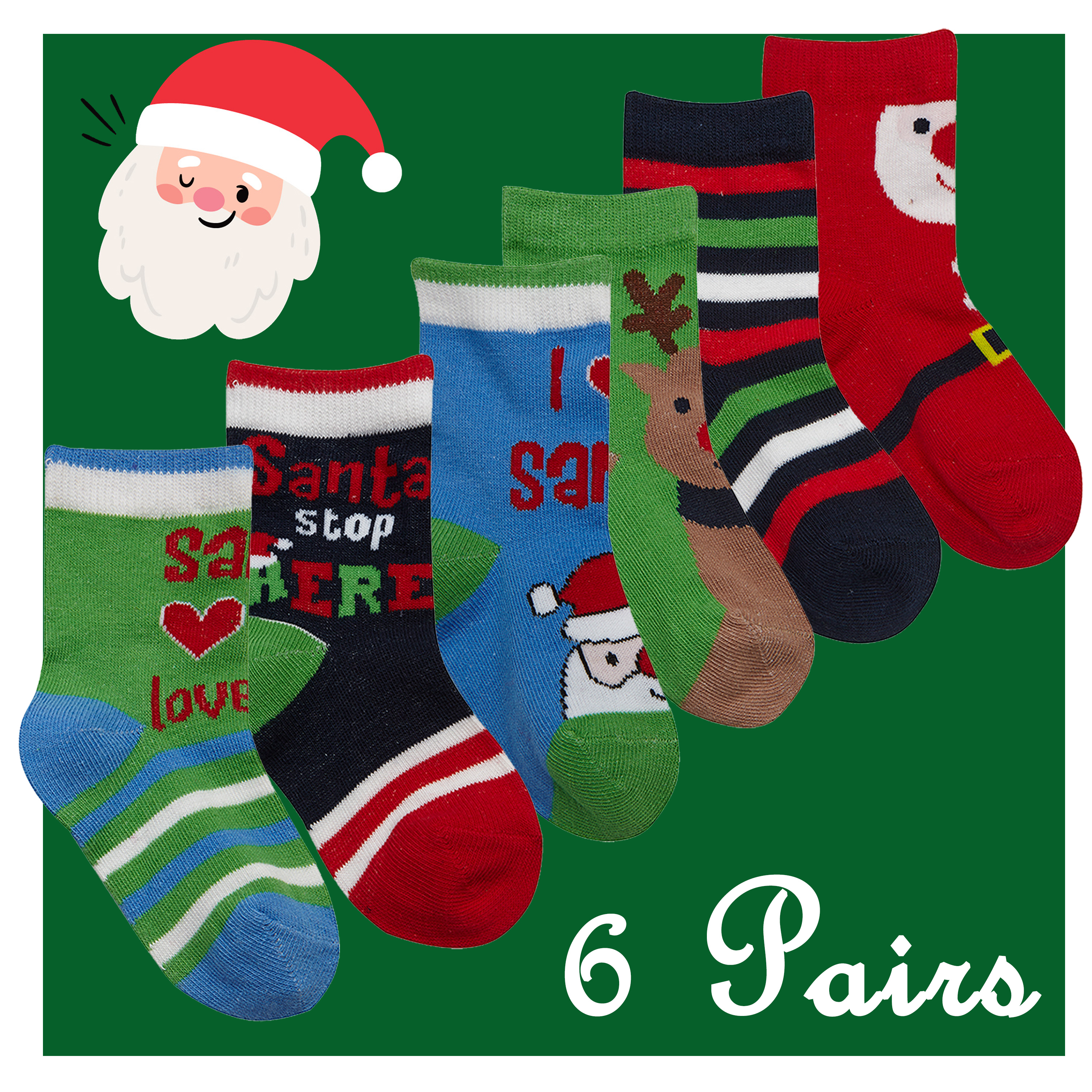 Baby Girls Boys 3 Pairs First Christmas Xmas Festive Snowman Penguin Elf Unisex Design Socks Santa Size 0-0 0-2.5 3-5.5 