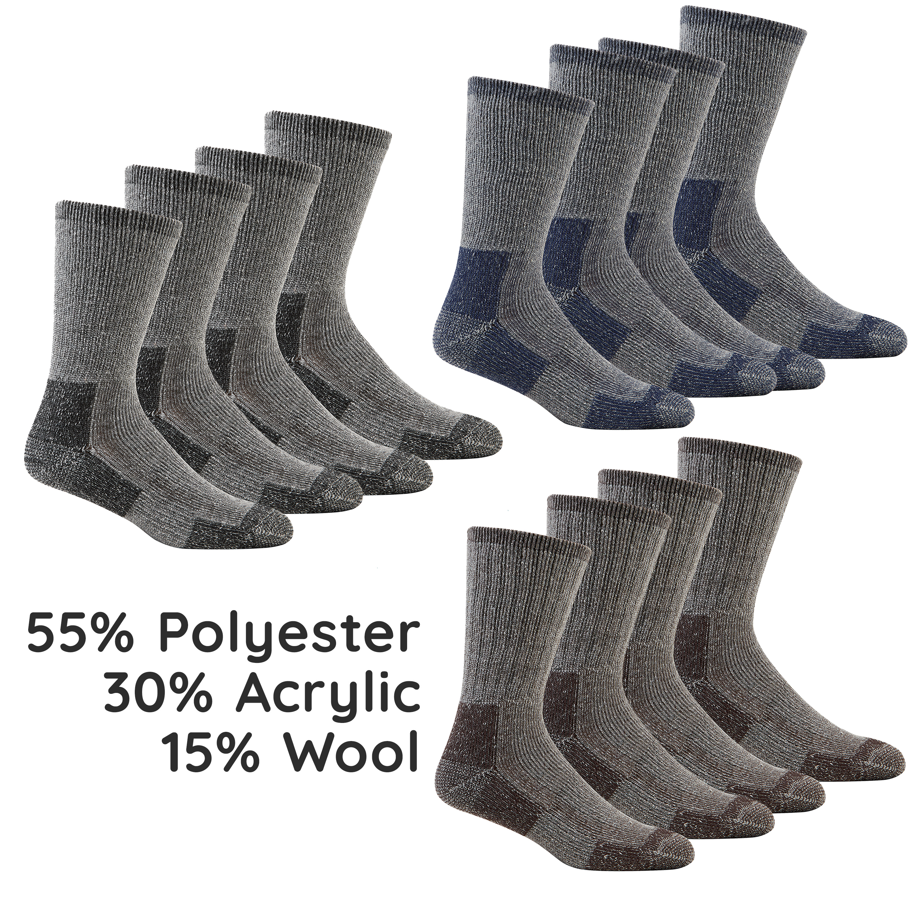 6pairs Mens Long Chunky Thermal Socks Walking Hiking Winter Warm Work Socks UK Shoe Size 6-11 Black 