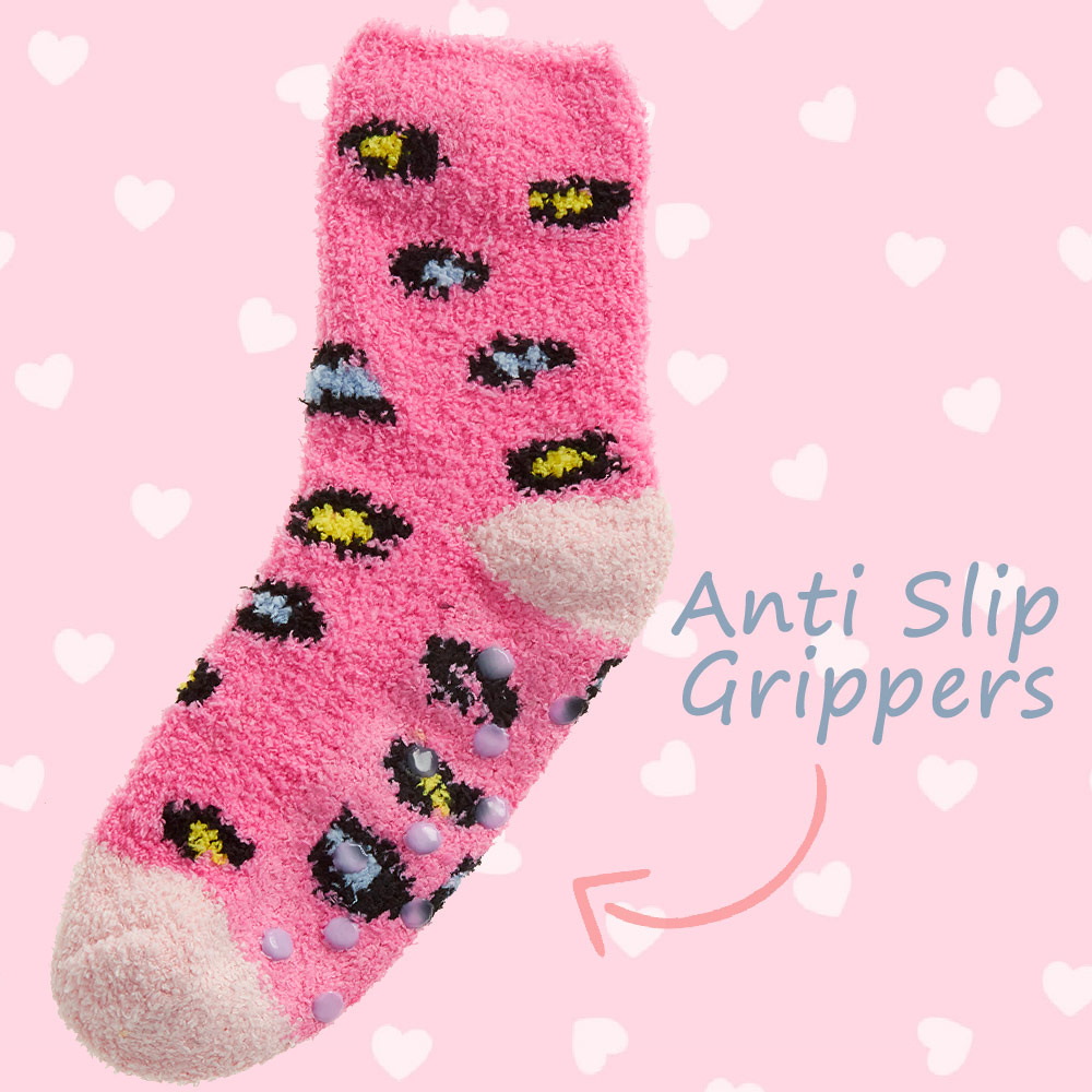 Girls Kids Chunky Bed Winter Crew Socks Stars Hearts Leopard Print Multipack UK - Picture 11 of 11