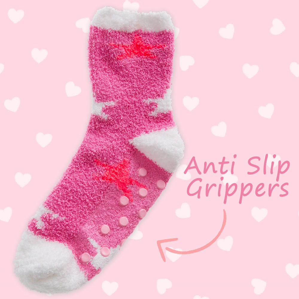Girls Kids Chunky Bed Winter Crew Socks Stars Hearts Leopard Print Multipack UK - Picture 8 of 11