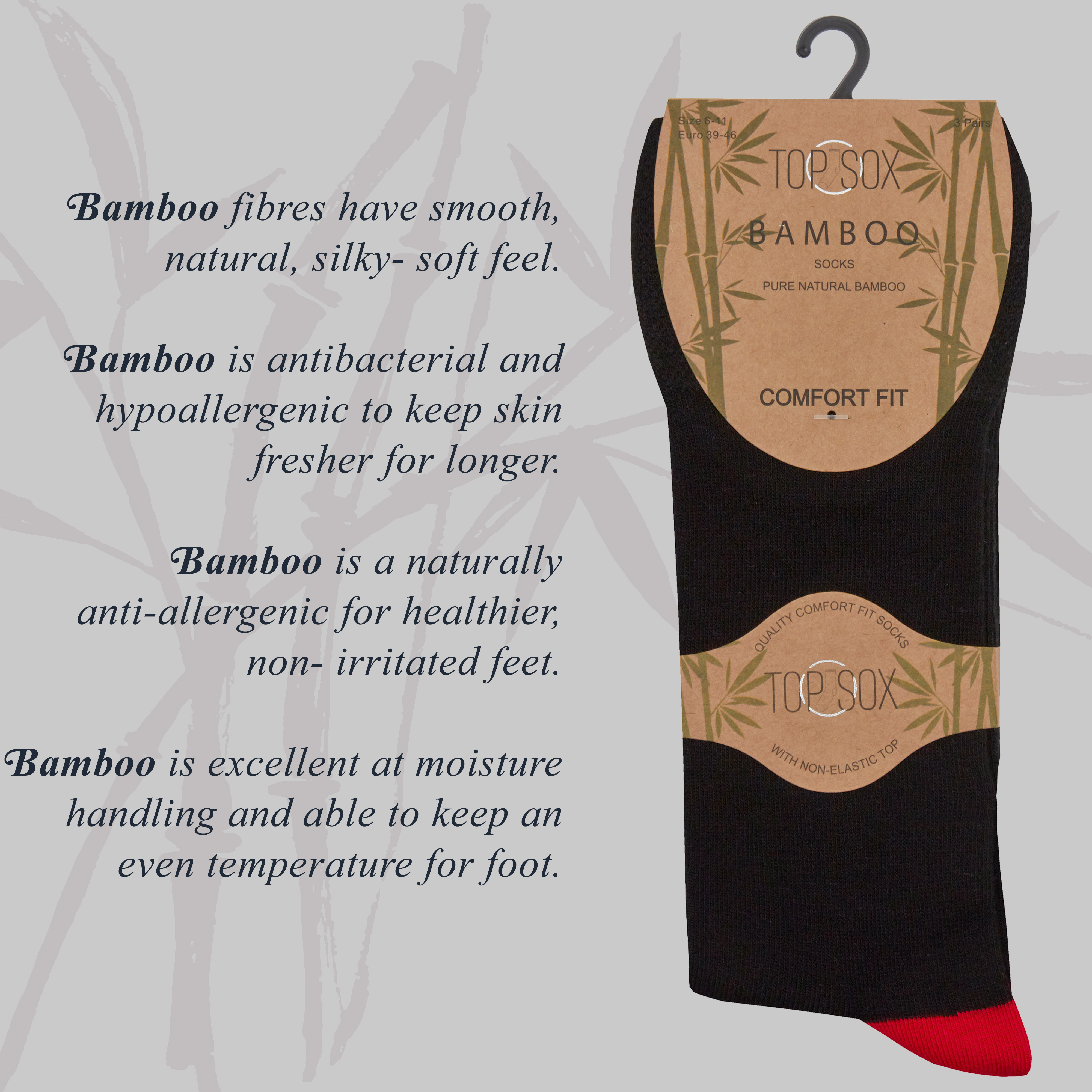 Mens 3 6 Pairs Luxury Bamboo Non Elastic Diabetic Socks Gentle Soft Size 6-11