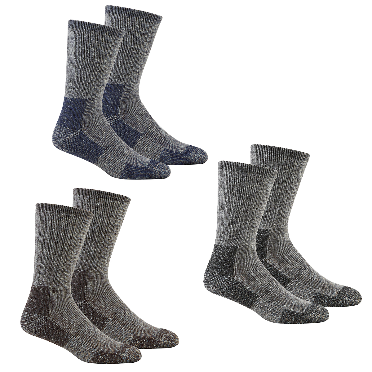 Men's Thick Wool Cushioned Walking Hike Trail Work Boot Socks Multipack