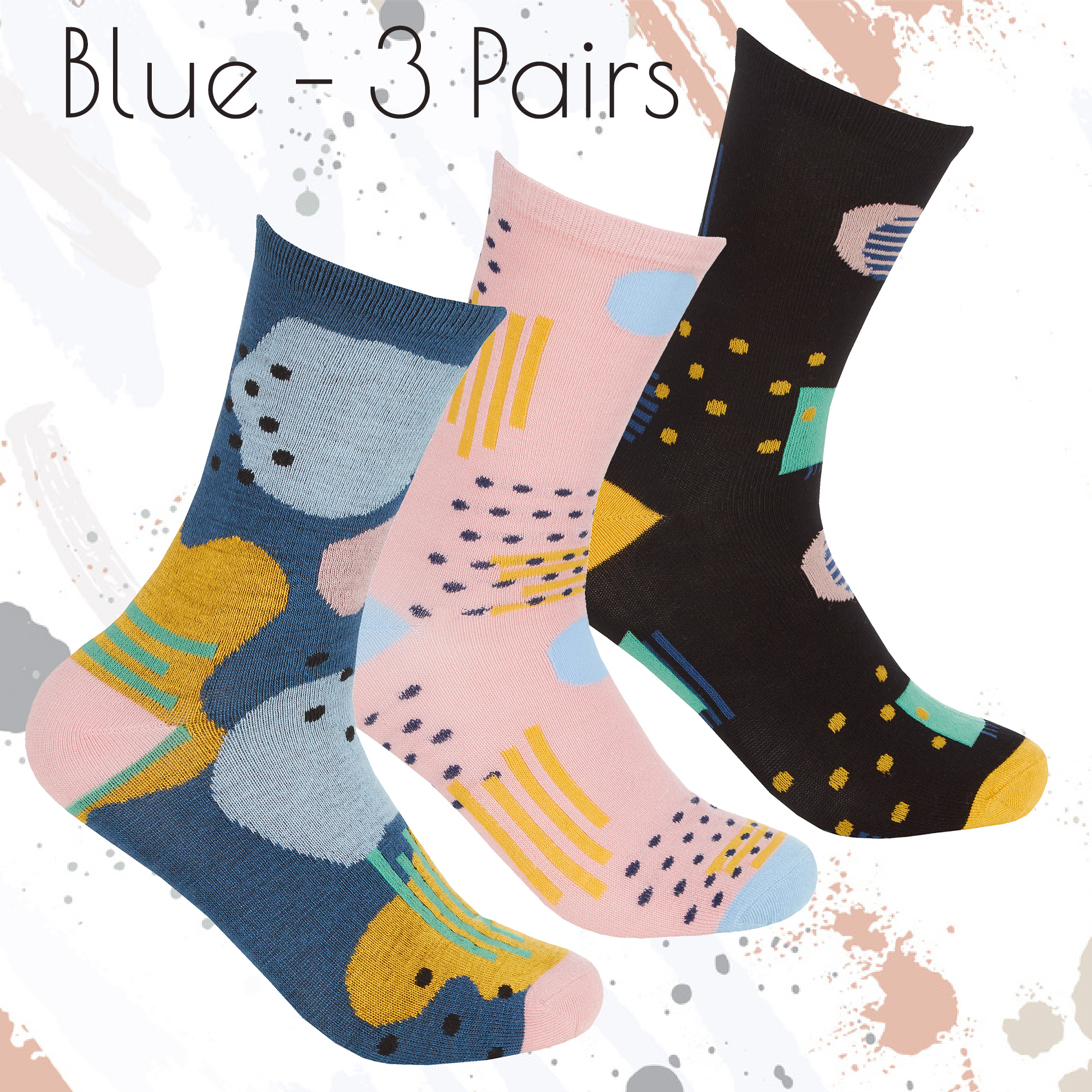 3 Pairs Ladies Womens Bamboo Viscose Abstract Art Design Novelty ...