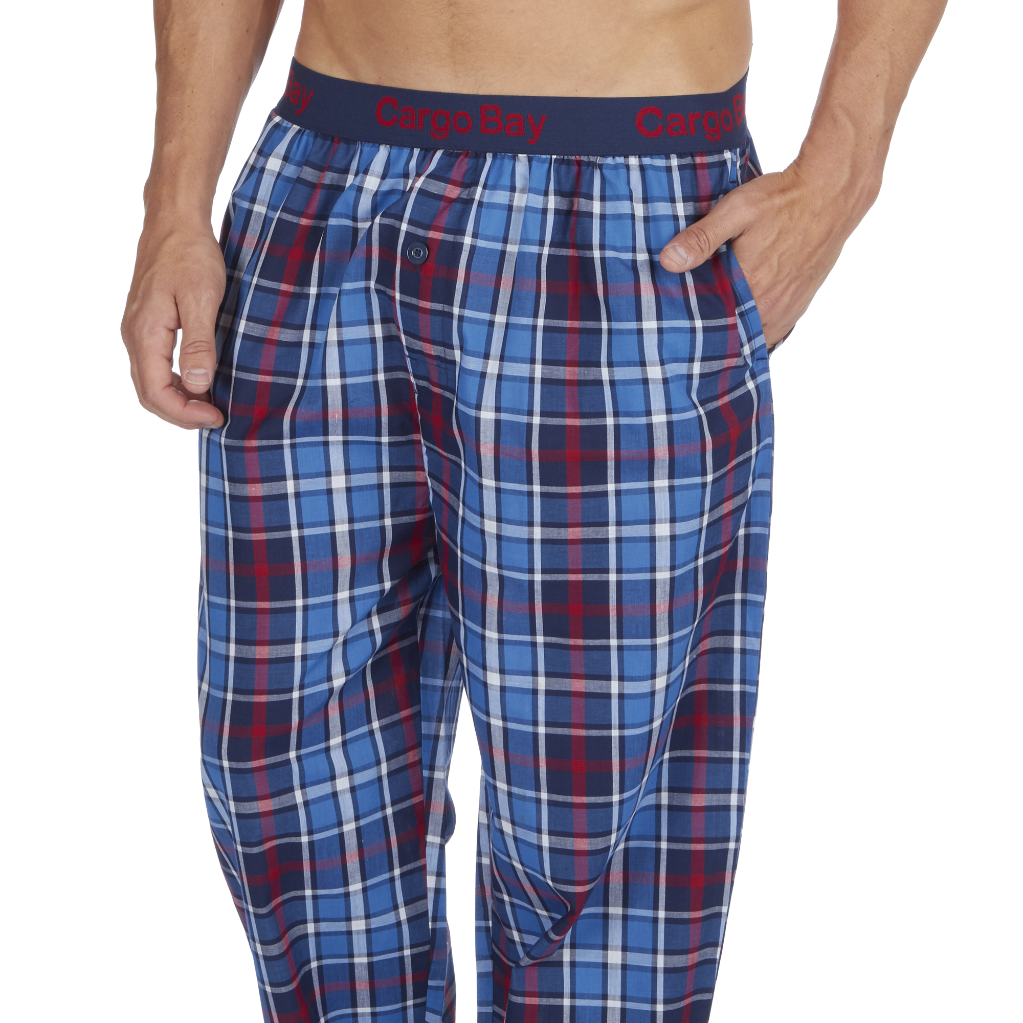 Men's Woven Checked Pajama PJ Bottoms Lounge Bed Pants Trousers Twill ...