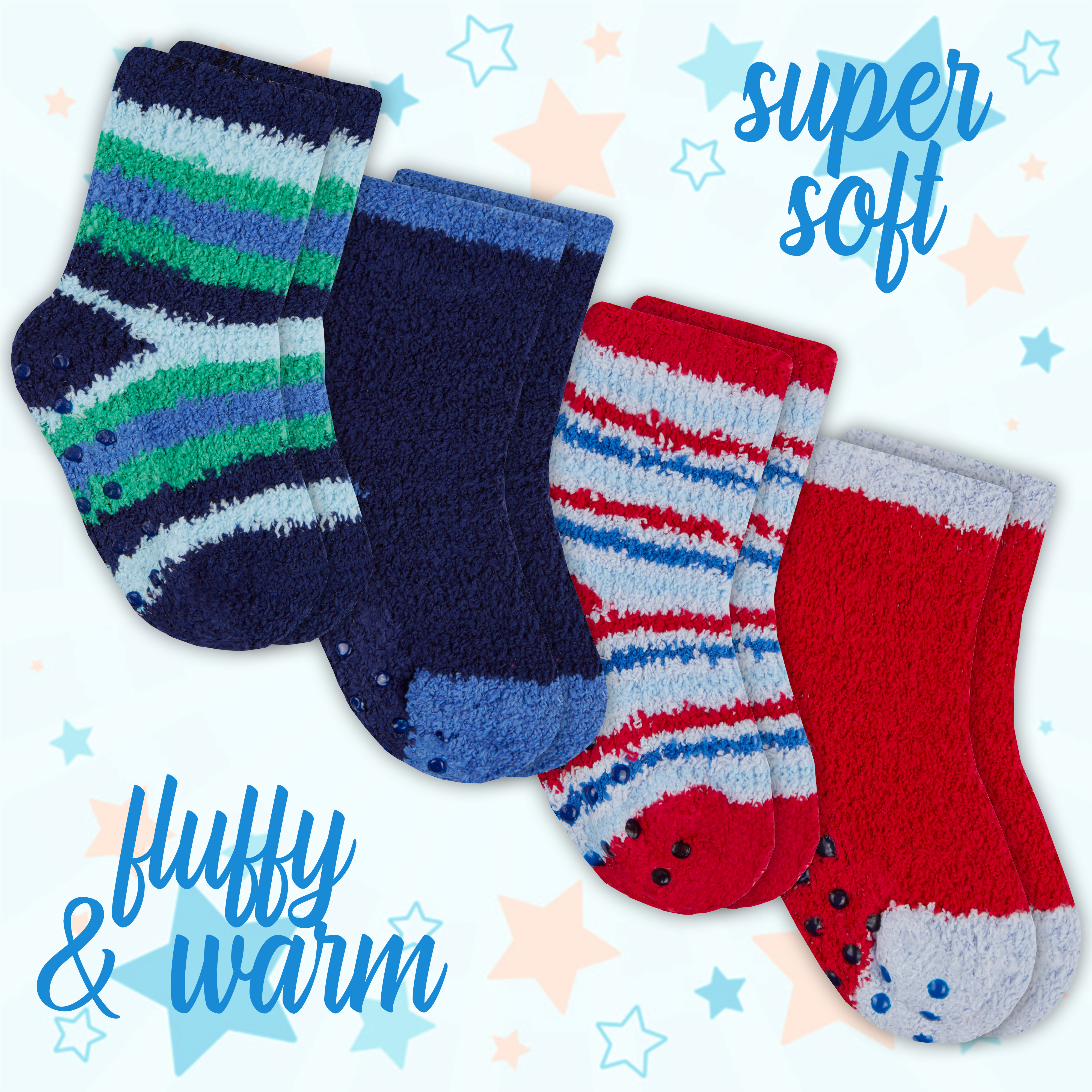 Baby Non Slip Warm Socks Baby Boys Thick Winter Socks with Grips for Baby Girls Non Skid Socks 6 Pack 