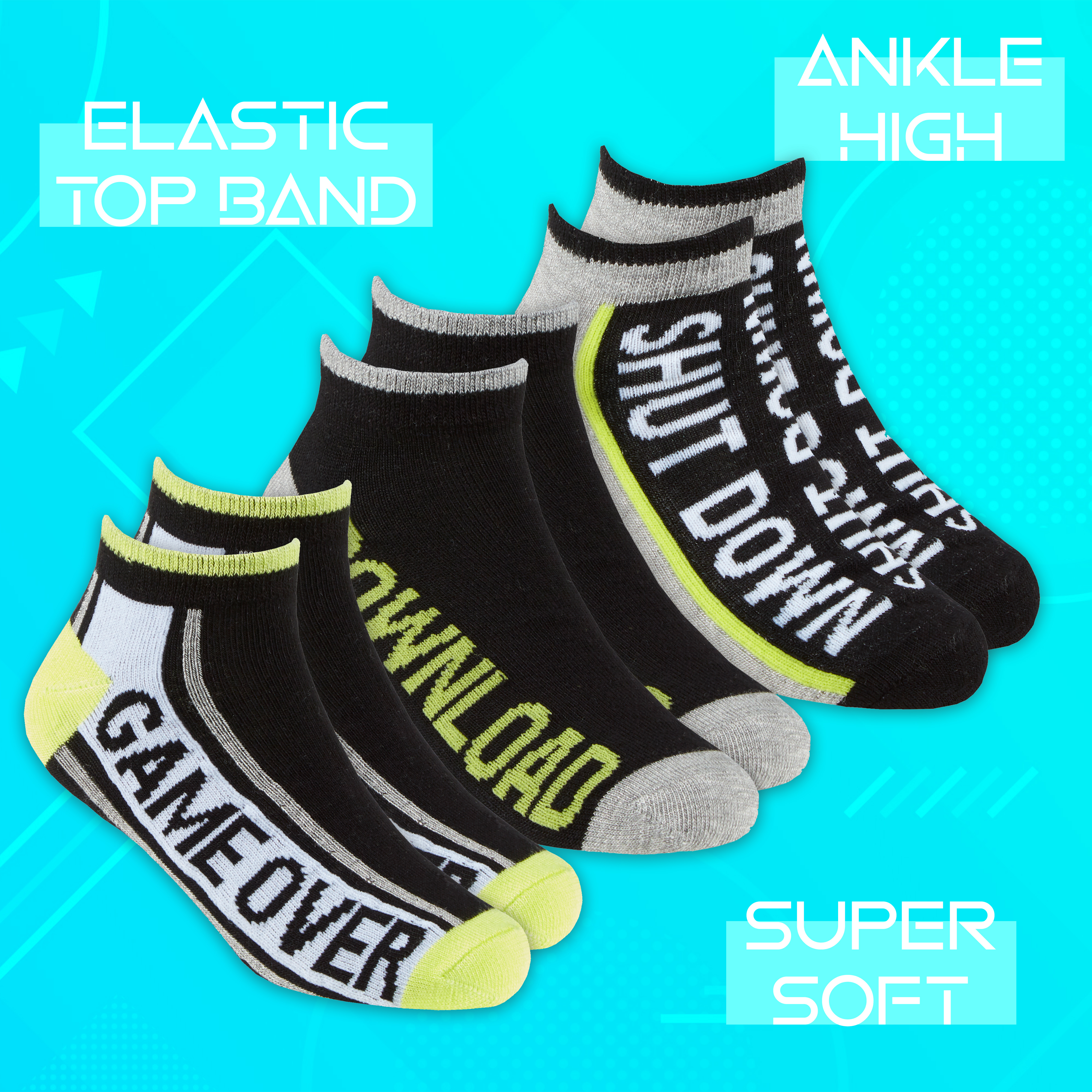 6 Pairs Kids Boys Bamboo Socks Trainer Liner Game Size 6-8.5 9-12 12.5-3.5 12-3 - Picture 12 of 14