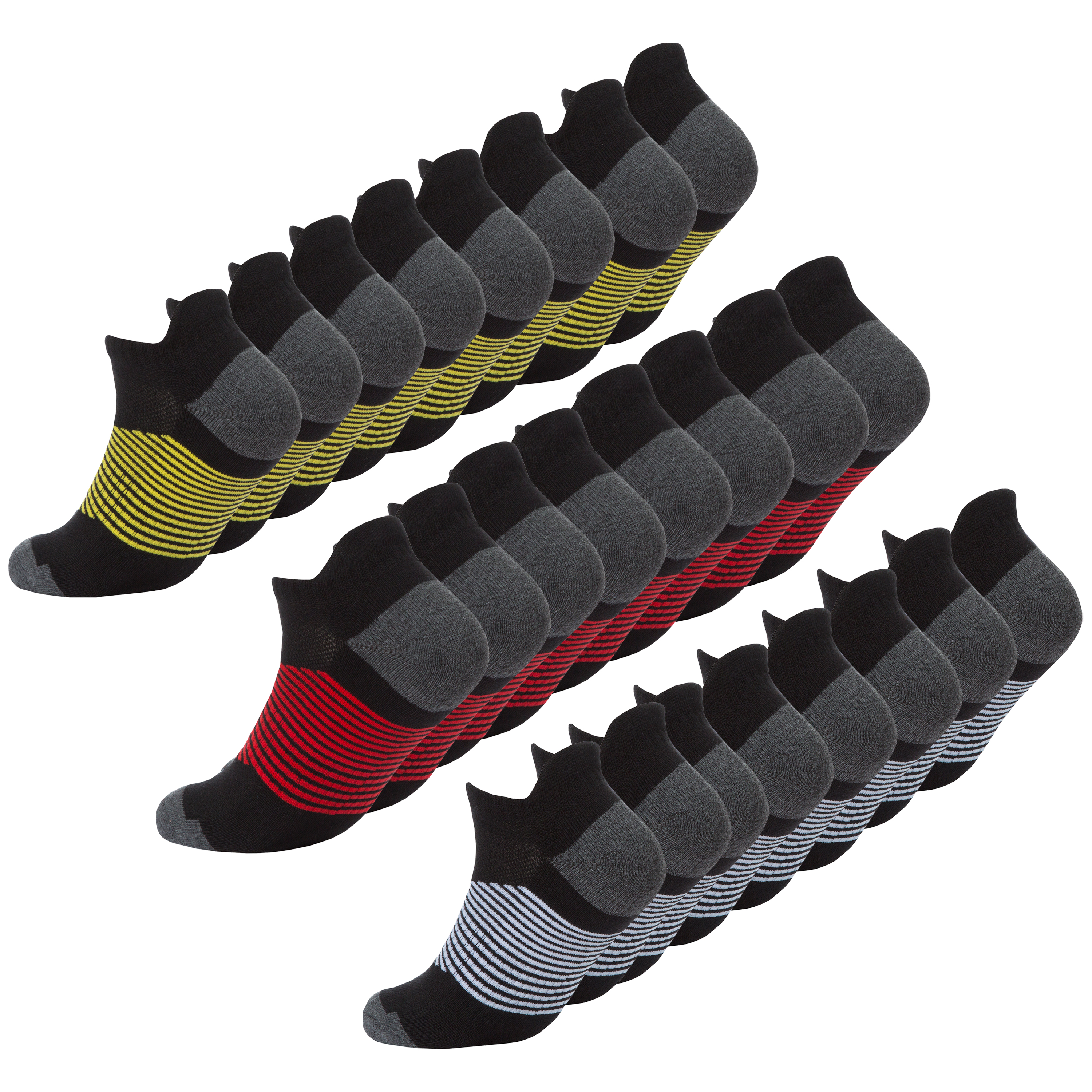Mens 3 Pairs Sport Trainer Socks Ankle Low Rise Gym Black Cushioned Size UK 6-11