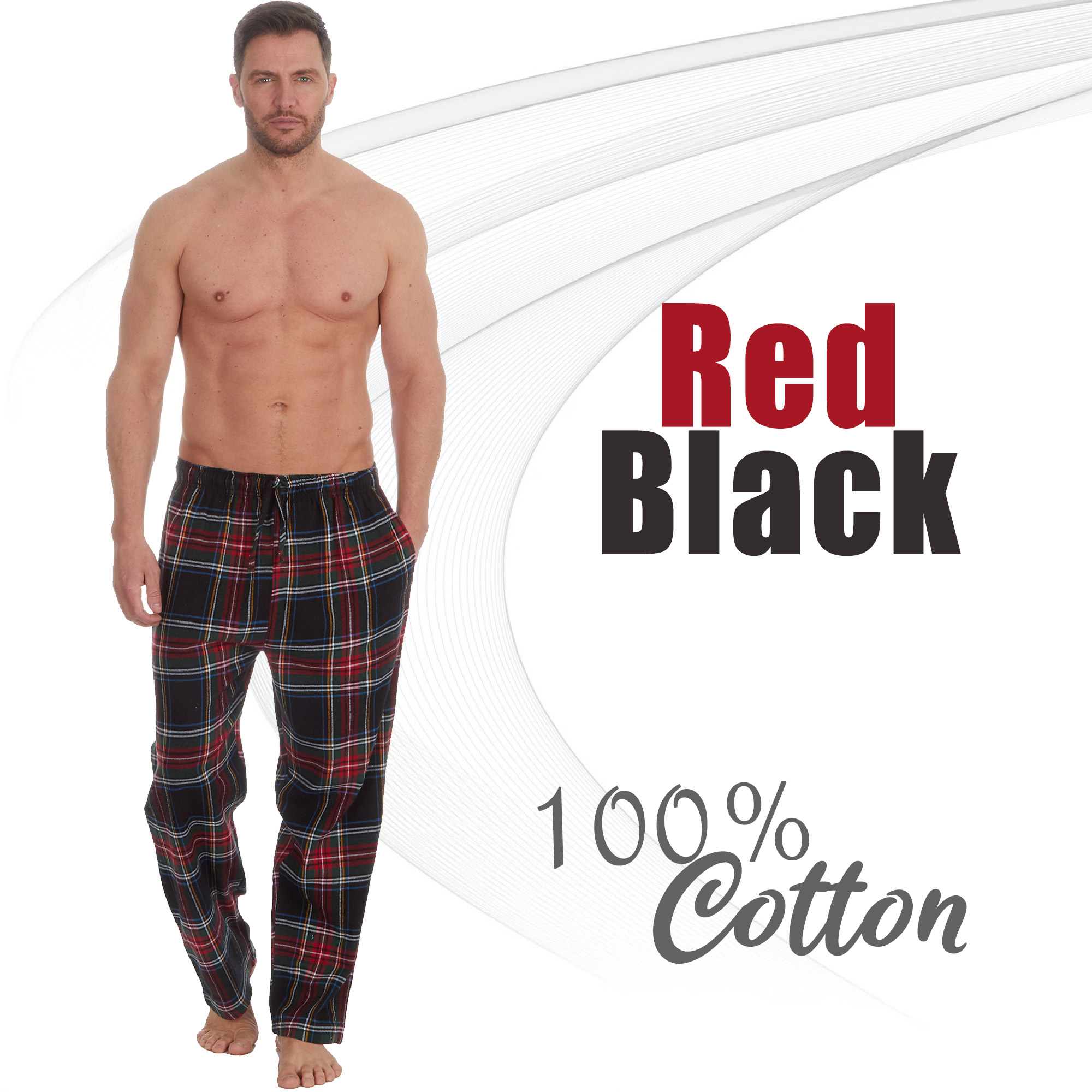 Mens Flannel Lounge Pants Checked 100% Cotton Long Pyjama Bottoms Size S-XXXL UK