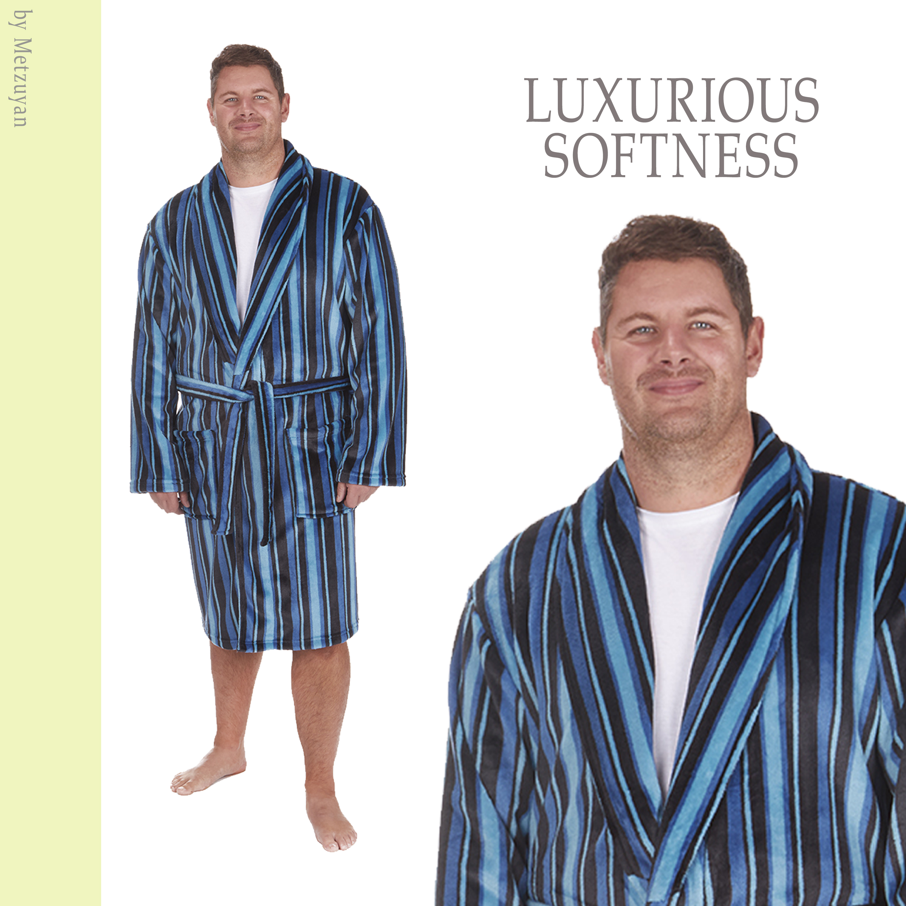 Buy iniber Mens Robe Soft Lightweight Hooded Robes Full Length Robe for  Men，Plus Size XS-4XL Warm Plush Bathrobe with Pockets, Hooded Line in Blue,  Medium at Amazon.in