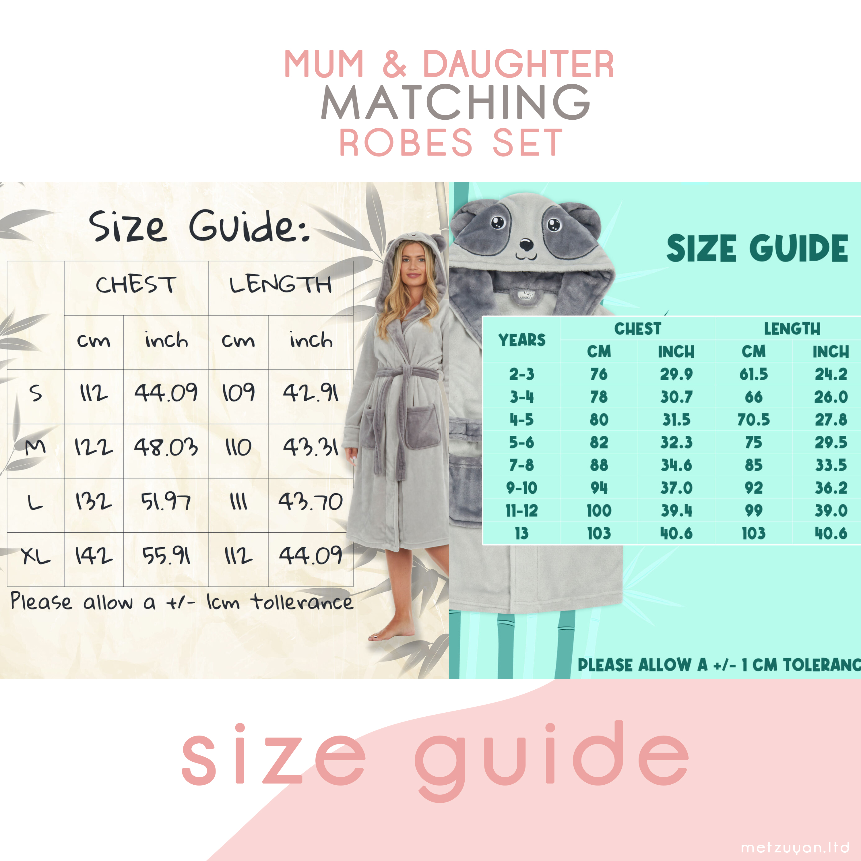 Mini Me Ladies Girls Mum Daughter Matching Dressing Gowns Family