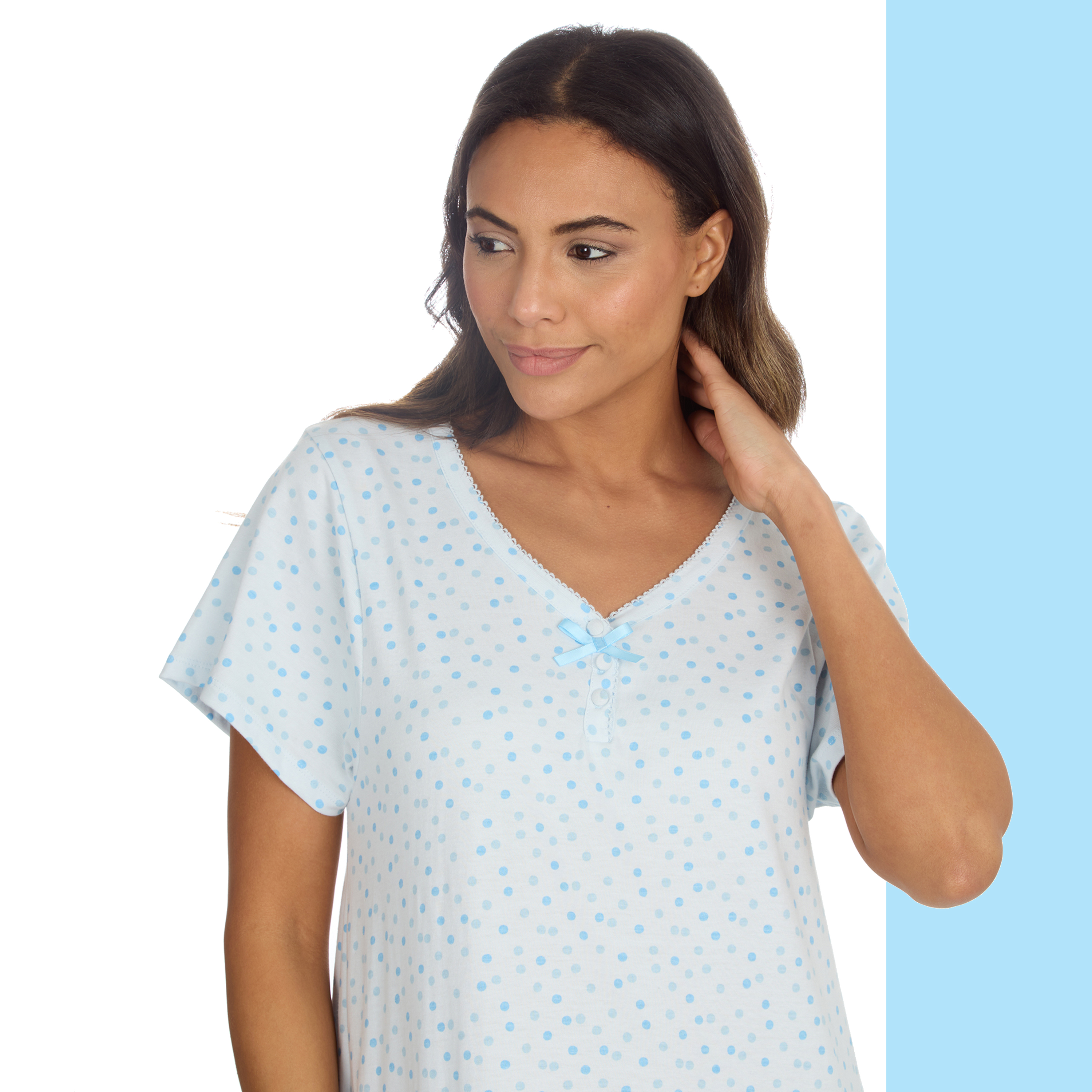Ladies Lightweight Nightdress 100% Cotton Short Sleeved Nightshirt Size UK 10-24 - Picture 14 of 21