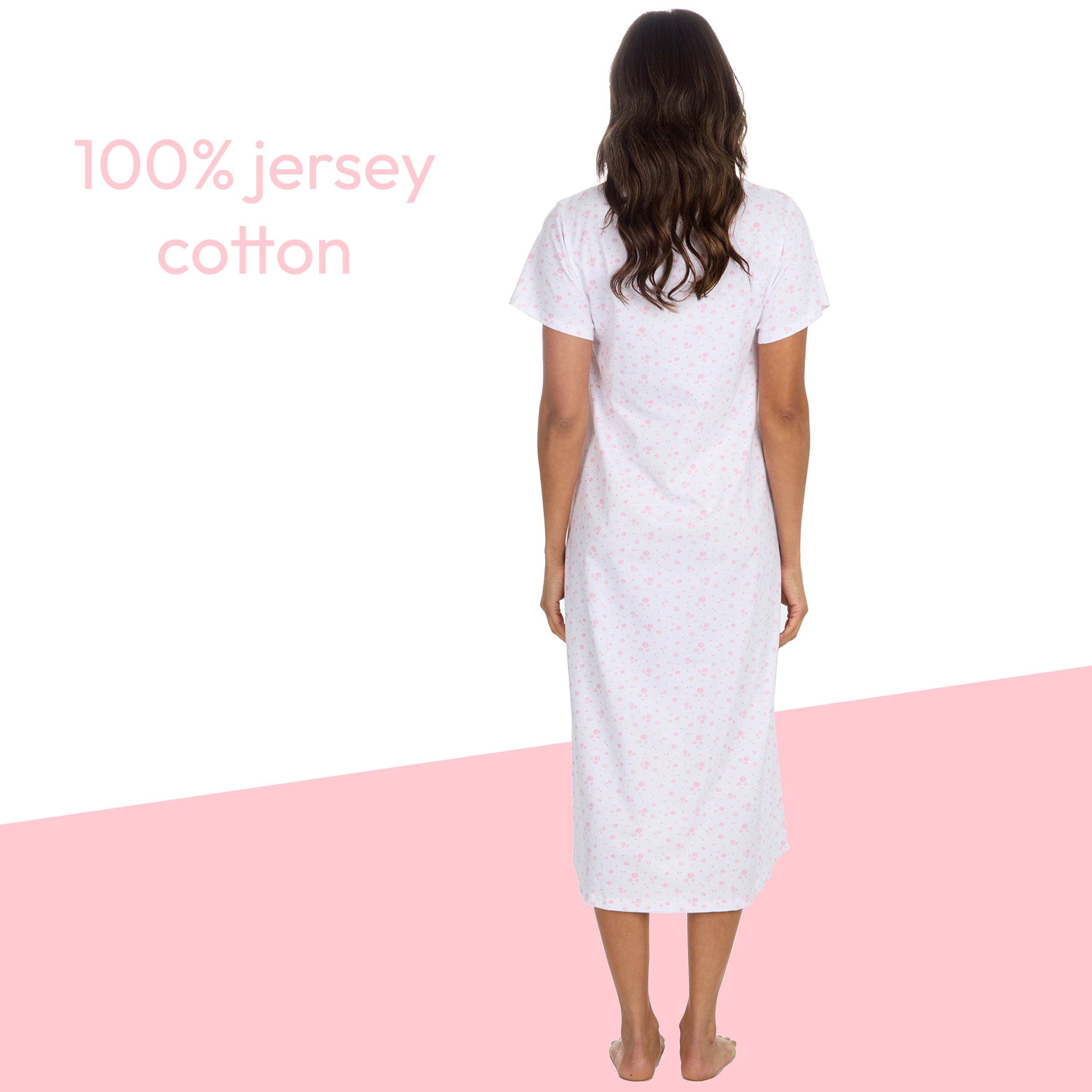 Ladies Lightweight Nightdress 100% Cotton Short Sleeved Nightshirt Size UK 10-24 - Picture 9 of 21