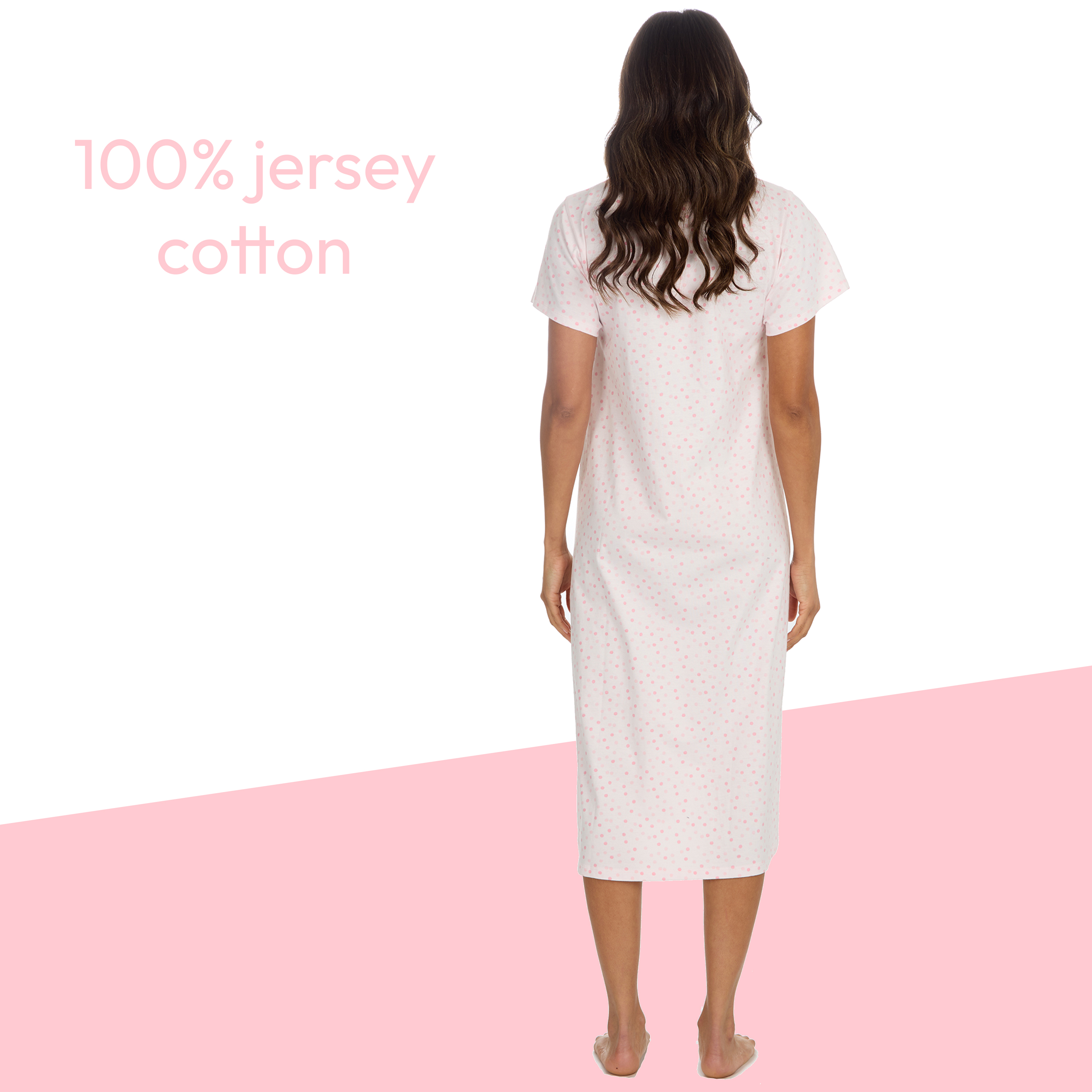 Ladies Lightweight Nightdress 100% Cotton Short Sleeved Nightshirt Size UK 10-24 - Picture 19 of 21