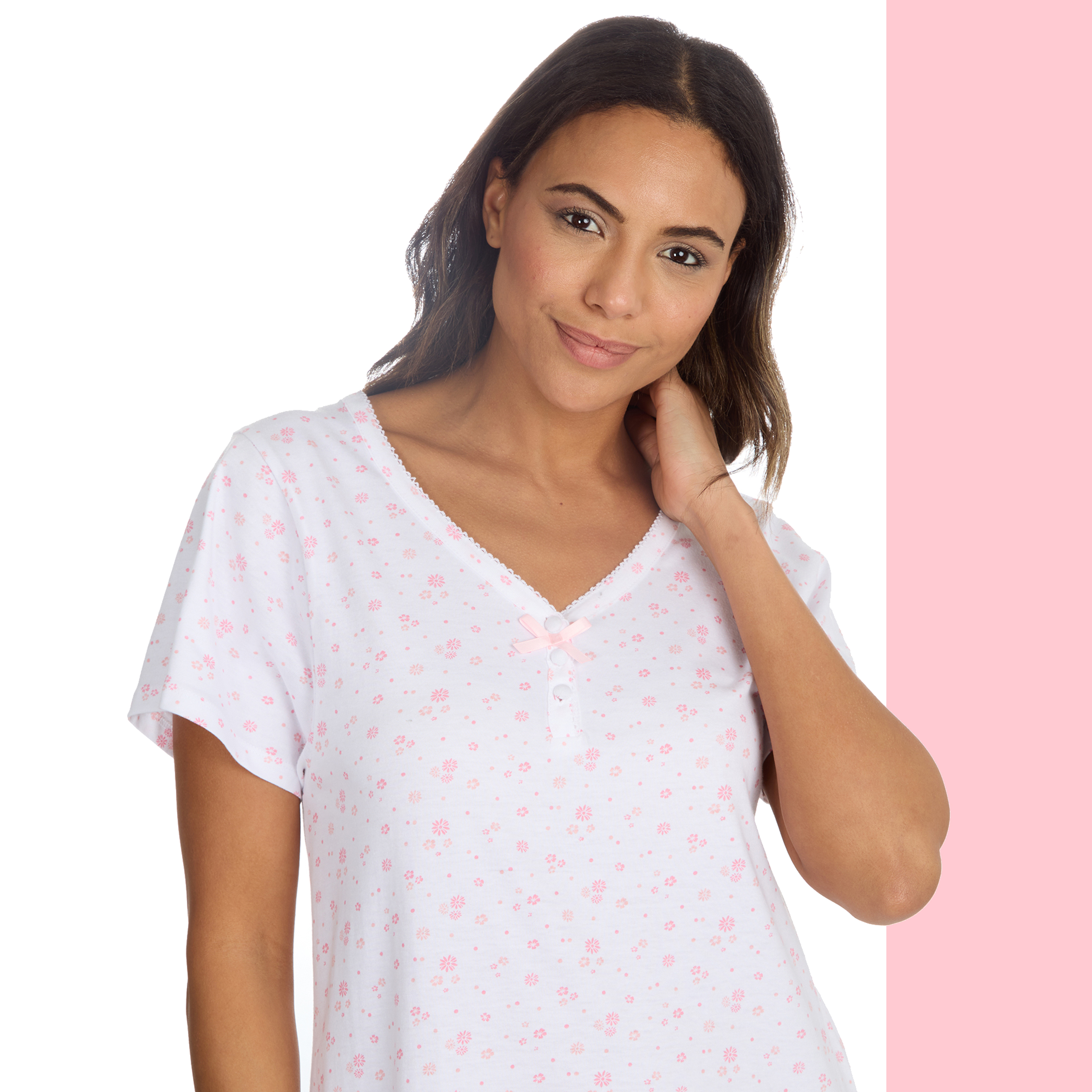 Ladies Lightweight Nightdress 100% Cotton Short Sleeved Nightshirt Size UK 10-24 - Picture 8 of 21