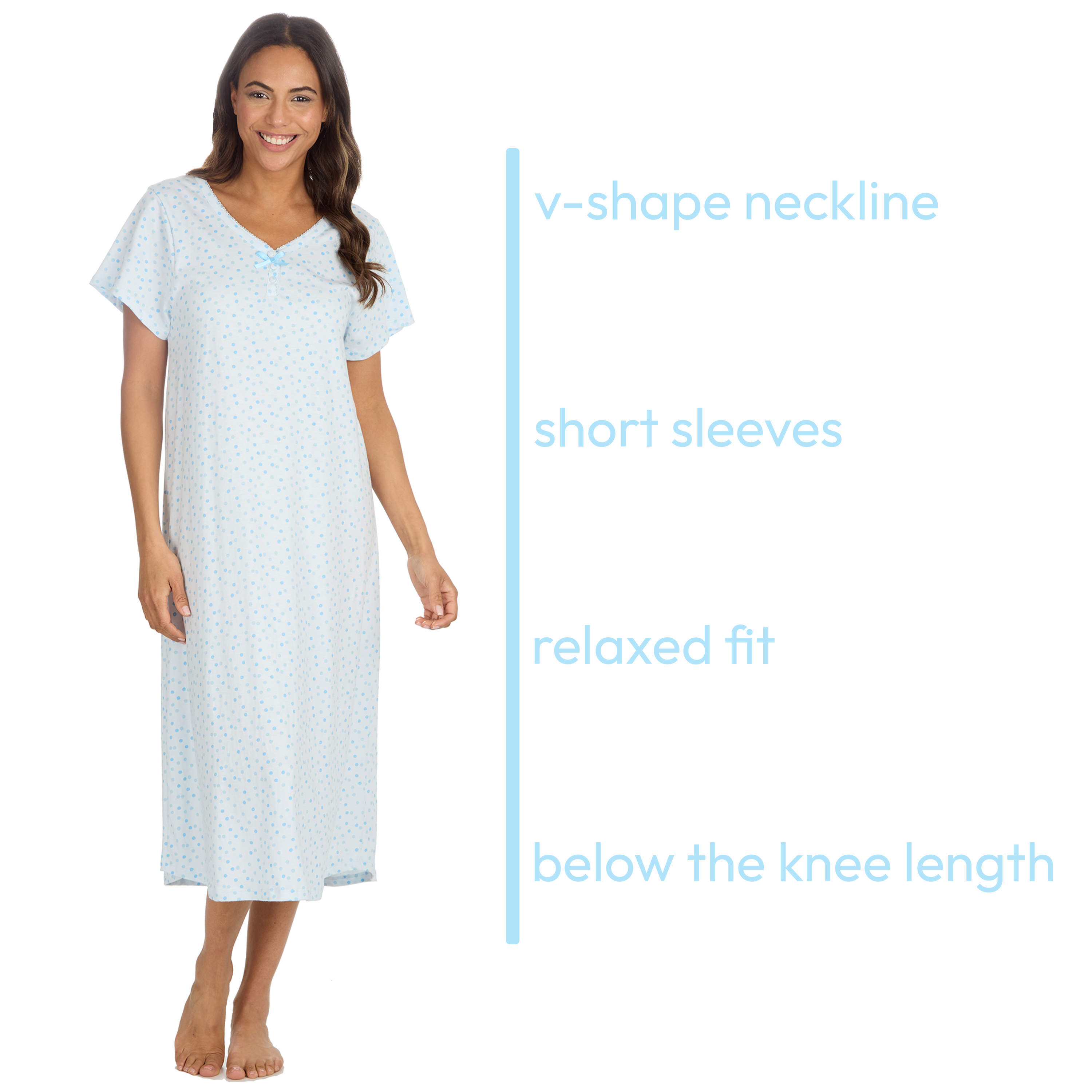 Ladies Lightweight Nightdress 100% Cotton Short Sleeved Nightshirt Size UK 10-24 - Picture 12 of 21