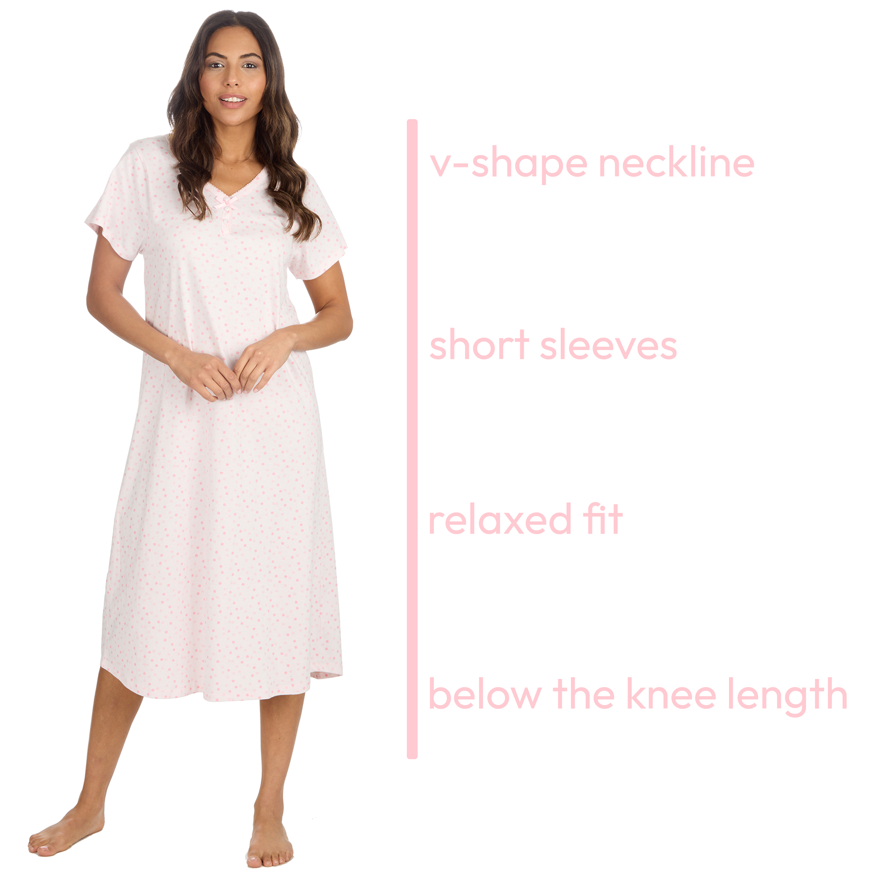 Ladies Lightweight Nightdress 100% Cotton Short Sleeved Nightshirt Size UK 10-24 - Picture 17 of 21