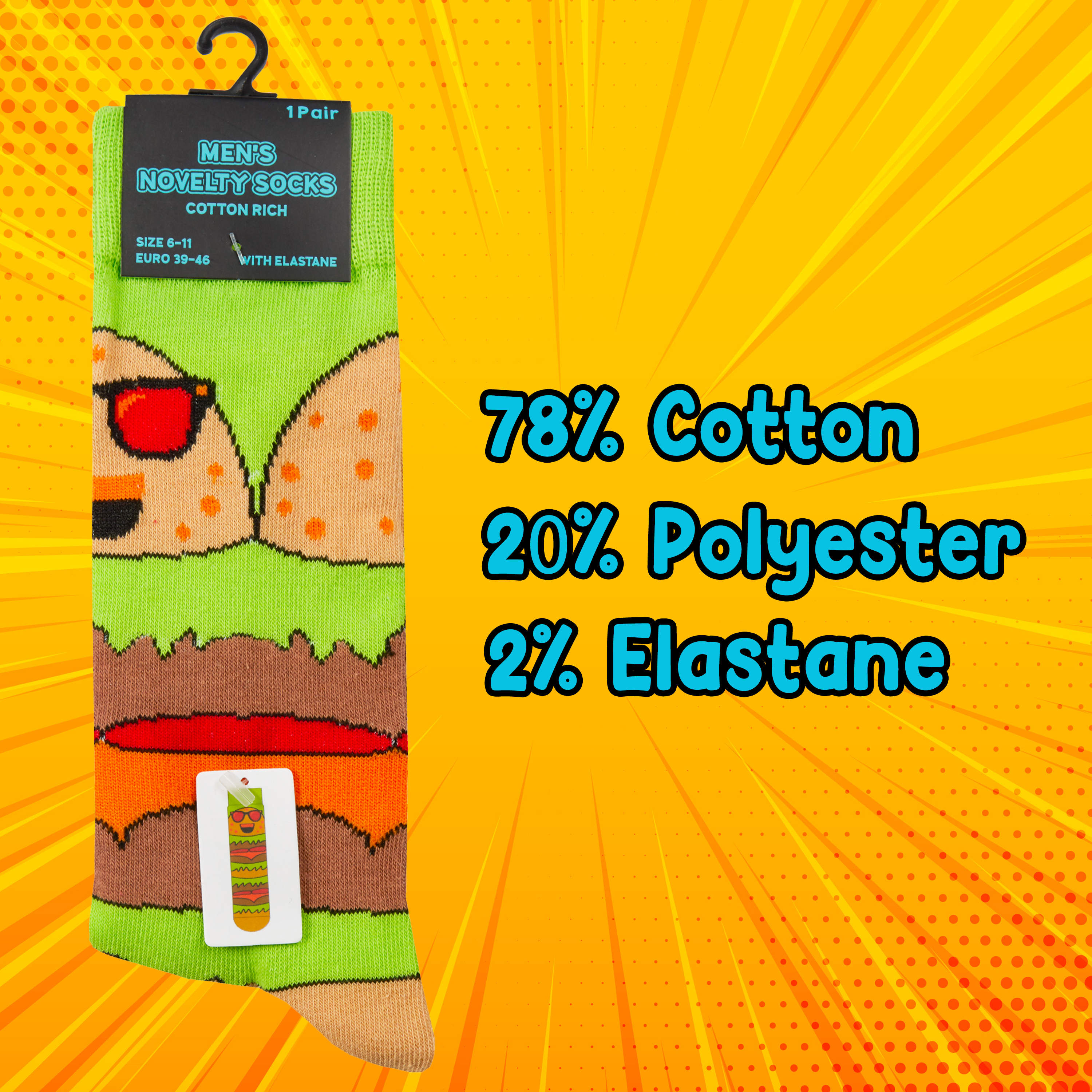 Mens Funky Socks Crew Mid Calf Novelty Cartoon Funny Cotton Rich Gift Present UK - Picture 17 of 25