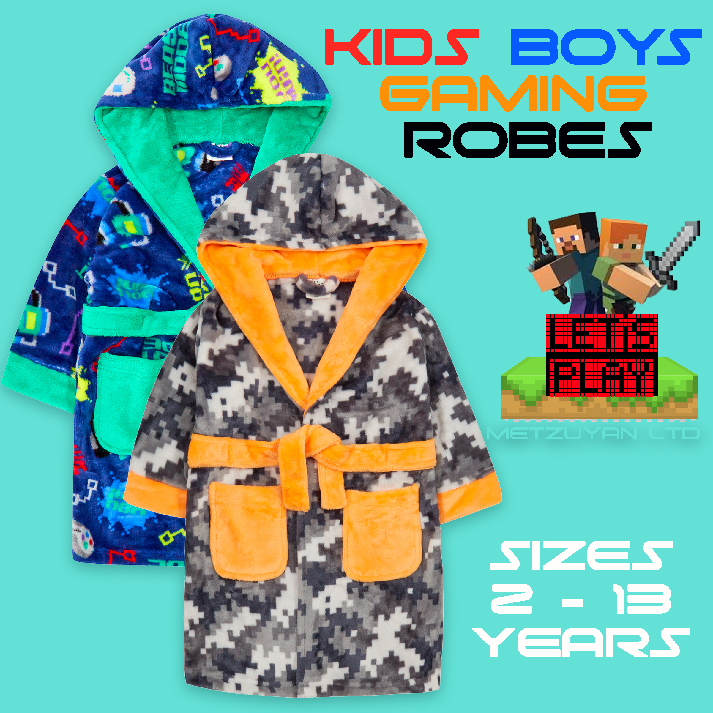 kids minecraft dressing gown