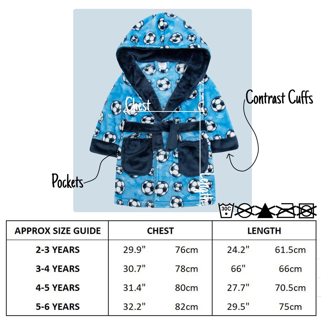 Childrens Infant Boys Football Dressing Robe Soccer Print Hooded Fleece