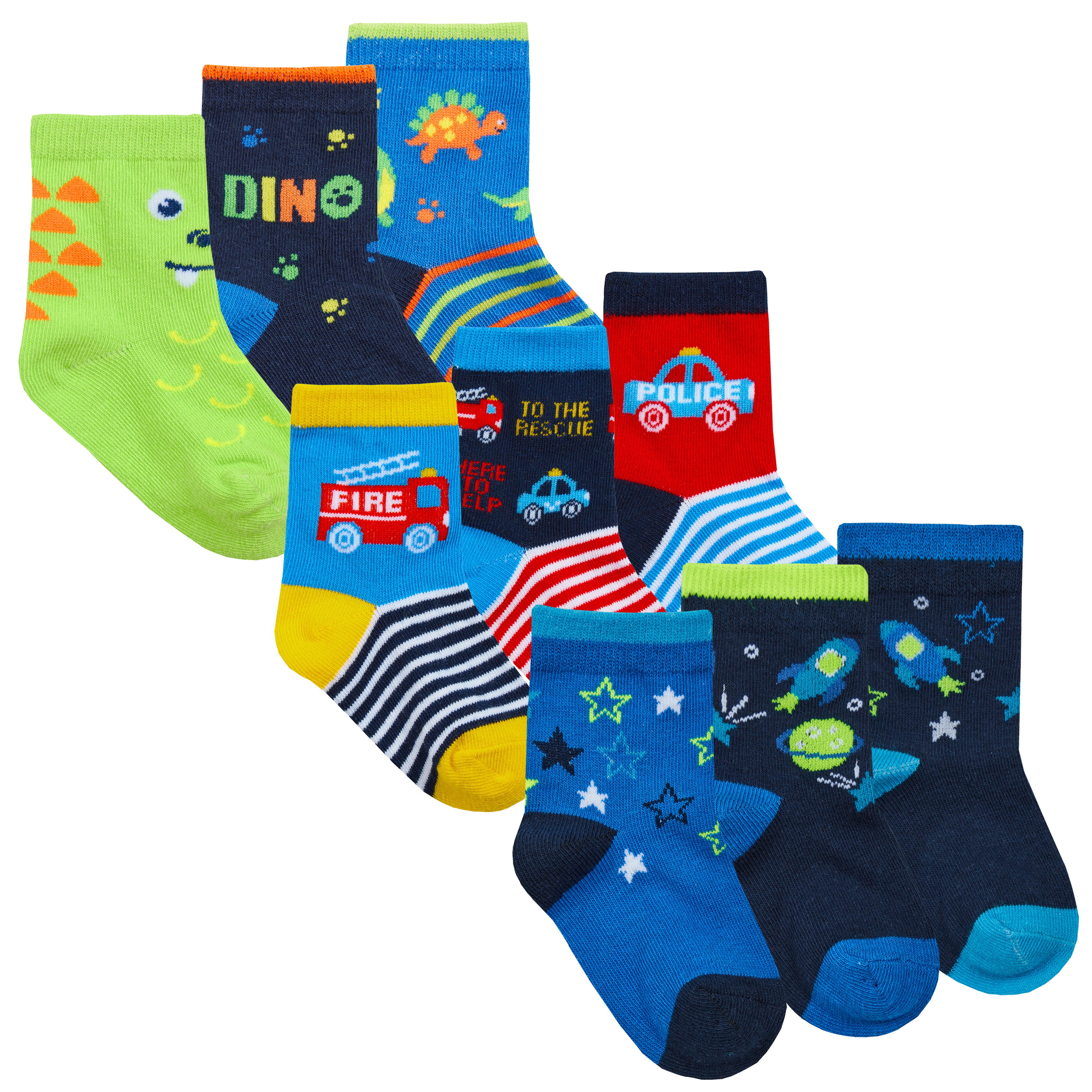 9 Pair Newborn Baby Boys Cotton Rich Socks Bundle Novelty Cars Space Dinosaur UK - Picture 6 of 13