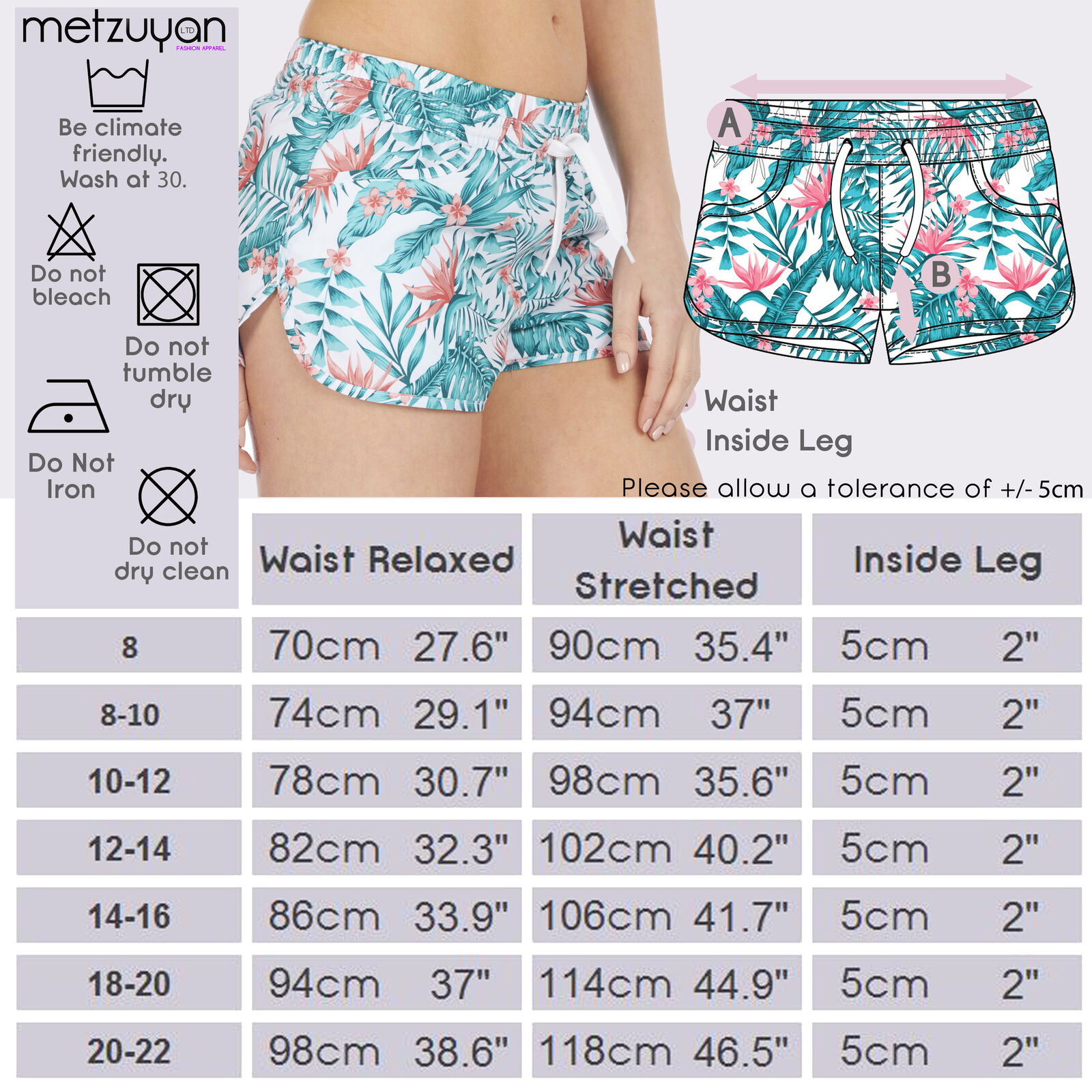 Damas Vacaciones Verano Pantalones Calientes Estampado Floral Pantalones Cortos con Bolsillos Tablero Playa NUEVOS - Imagen 14 de 14
