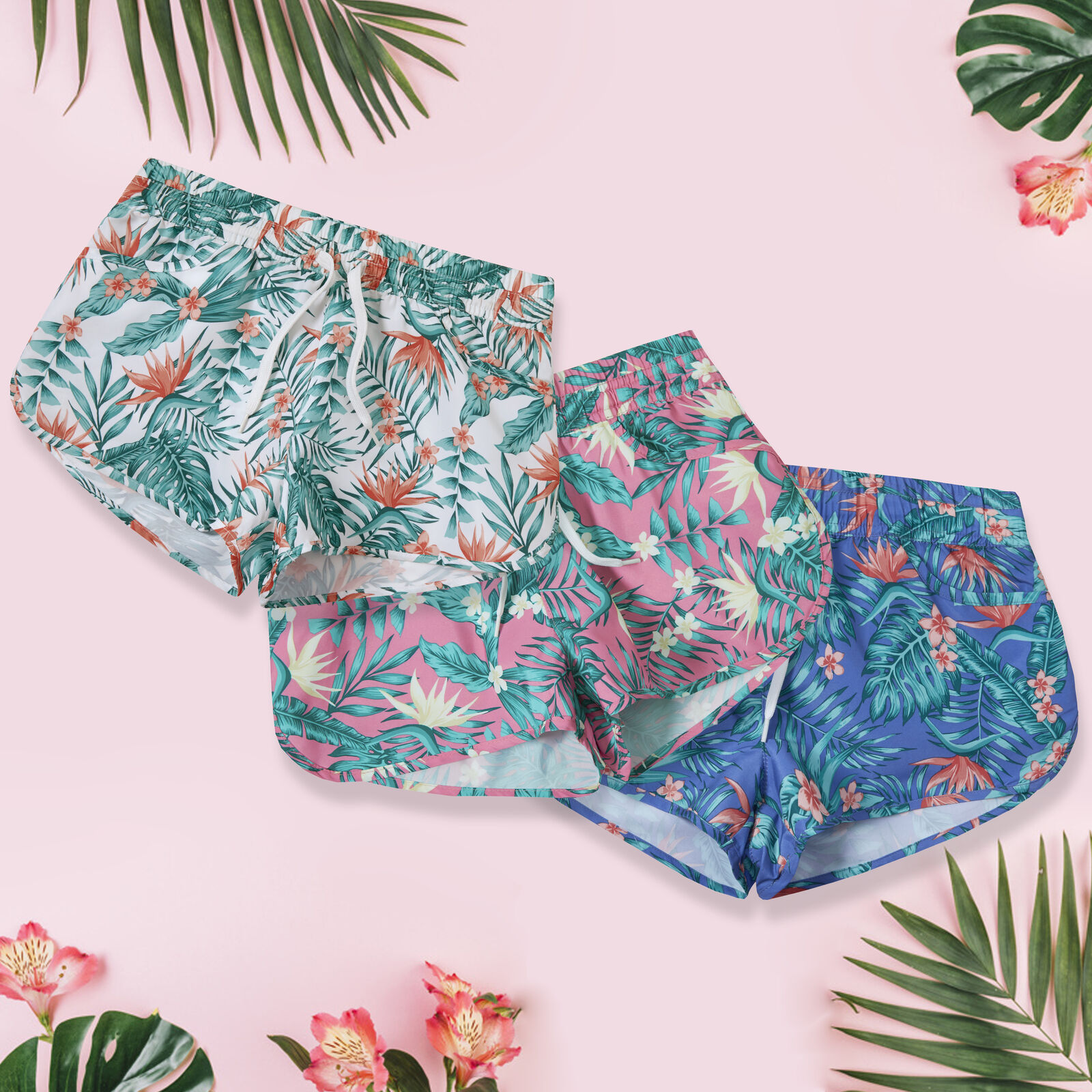 Ladies Summer Shortie Shorts Floral Swimming Beach Printed Tropical