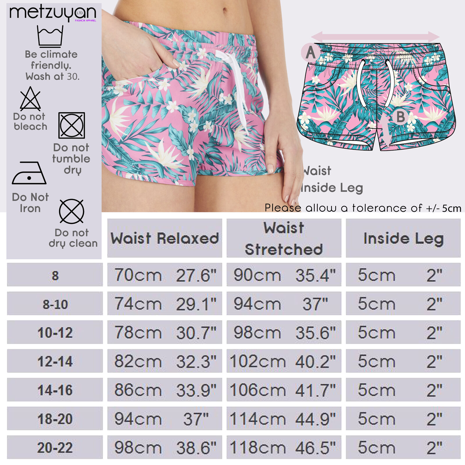 Damas Vacaciones Verano Pantalones Calientes Estampado Floral Pantalones Cortos con Bolsillos Tablero Playa NUEVOS - Imagen 10 de 14