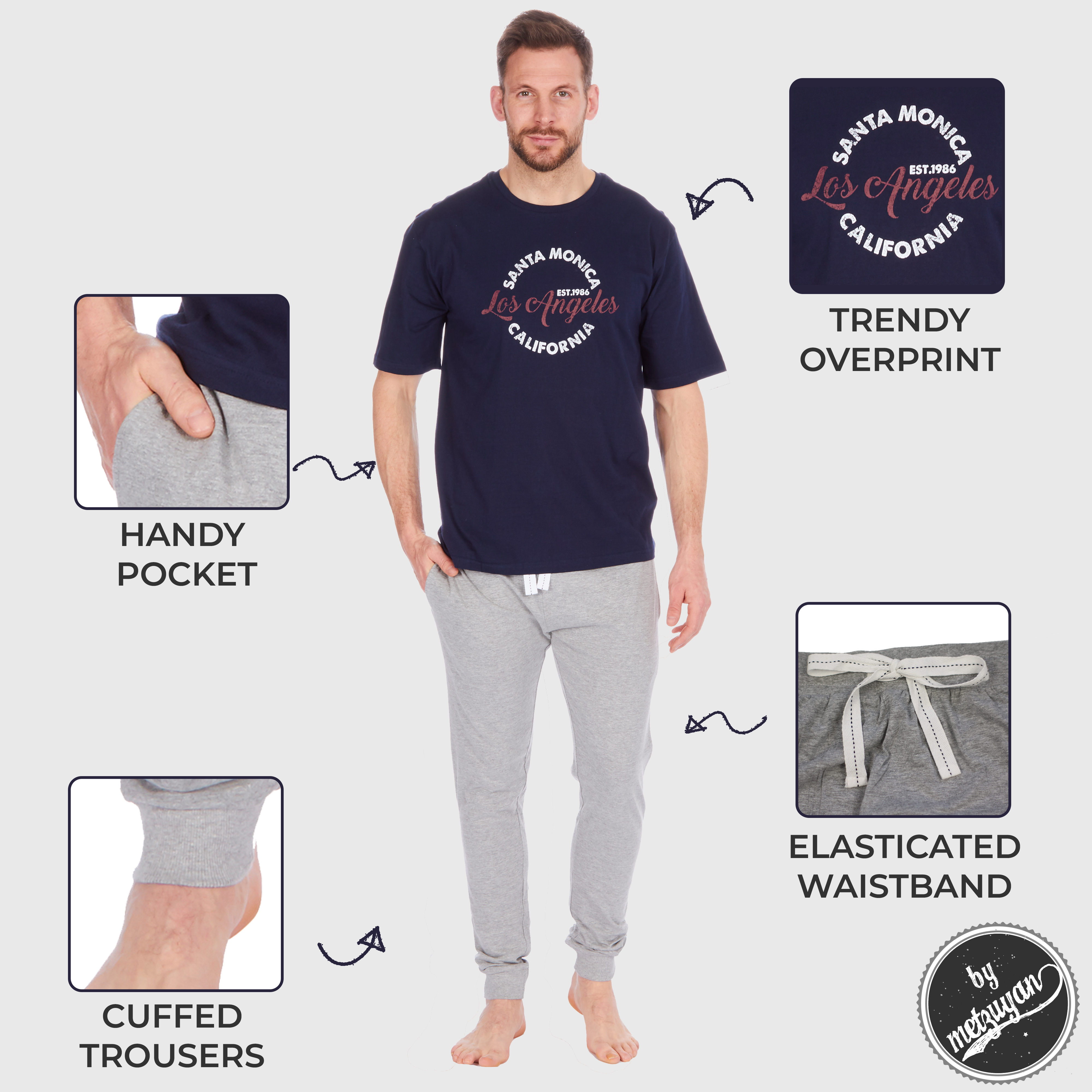 Mens Lounge Set Bottoms Pants Tshirt Tee Top Loungewear Sleepwear