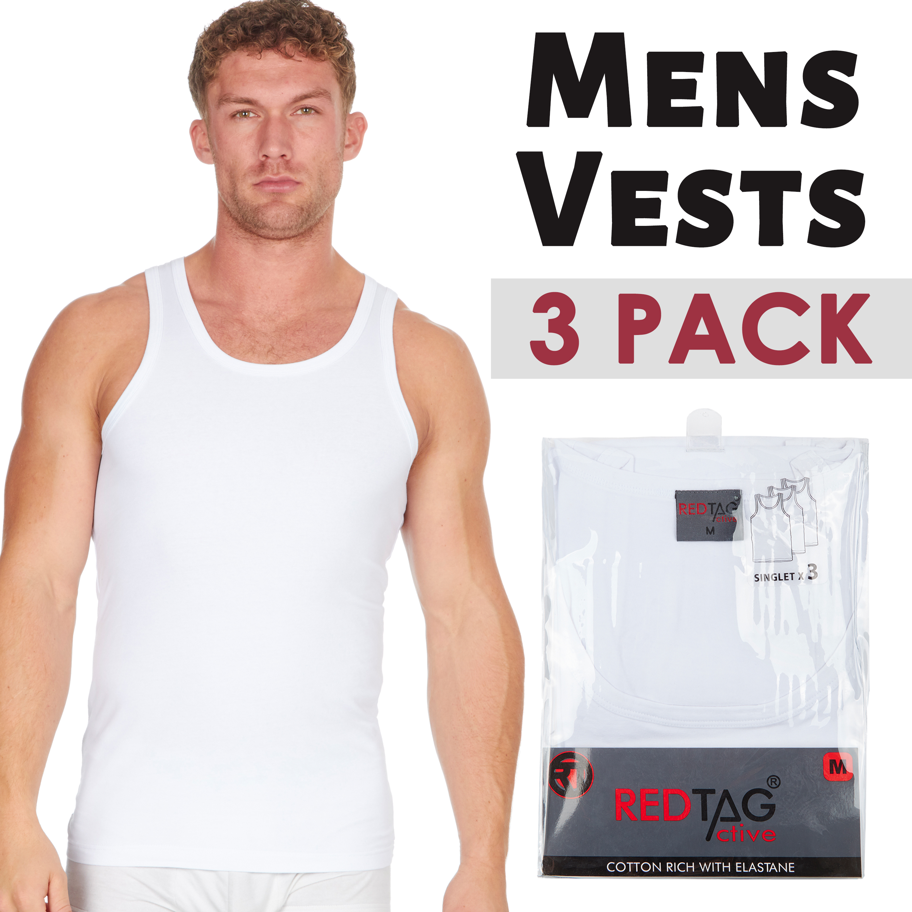 Pack of 3 and 6 Mens 100% Finest Cotton Summer Weight Singlet Vests Body Building Training Gym Underwear/White/Available in Sizes Small/Medium/Large/X Large/XX Large 