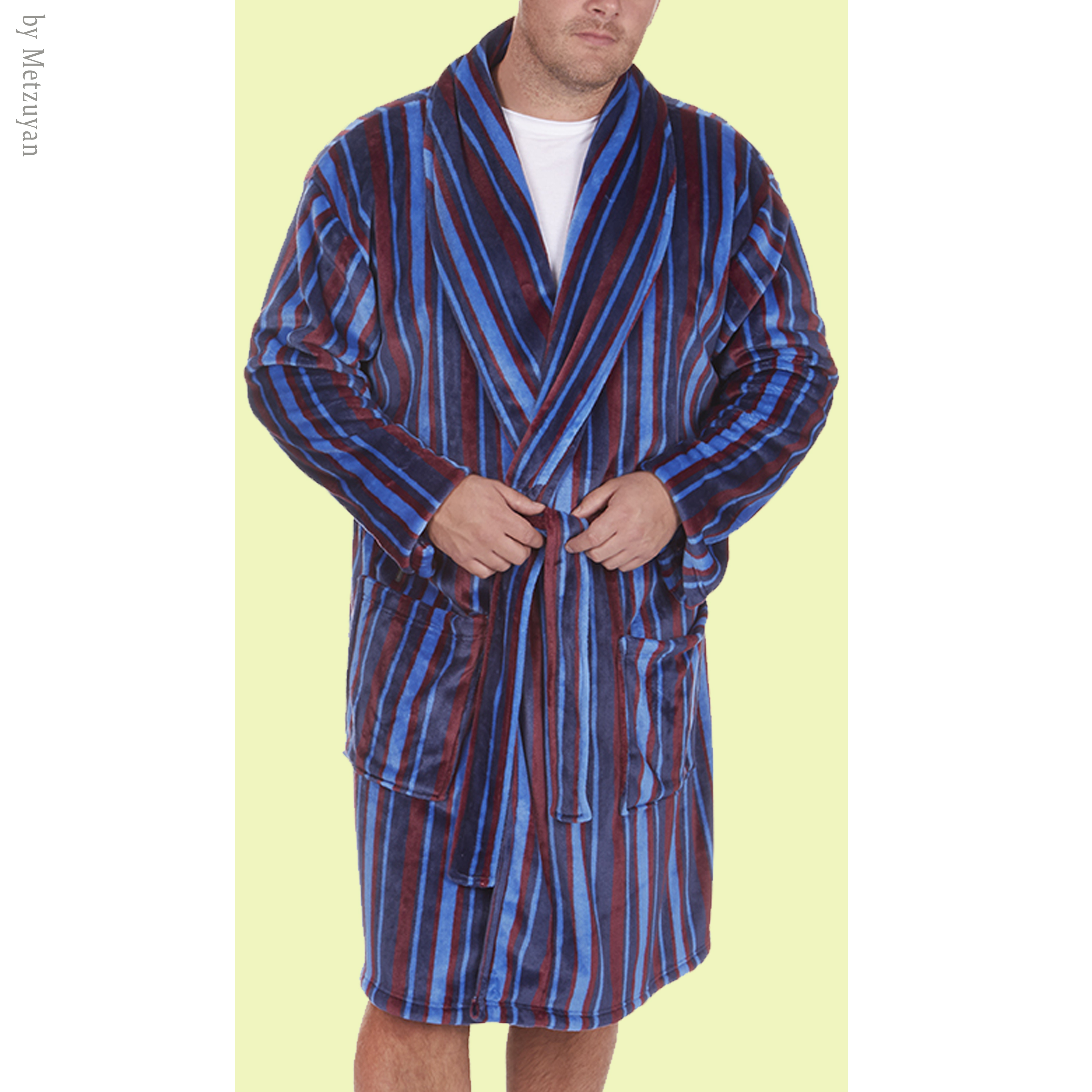 Harvey James Mens Warm Super Soft Fleece Hooded Bathrobe Dressing Gown 