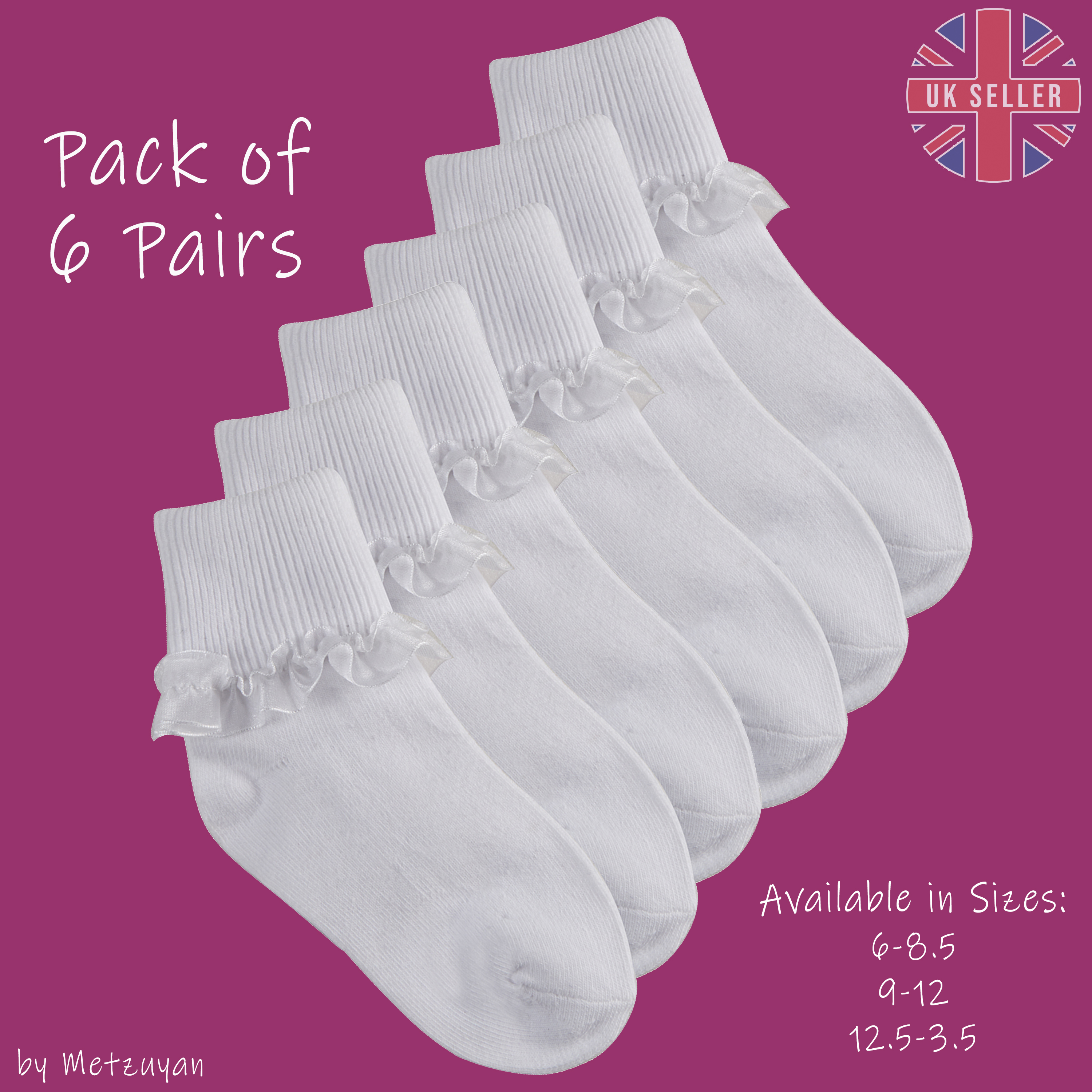 New School Socks for Kids 3 and 6 Pairs Girls Cotton Frilly Lace Ankle UK SELLER