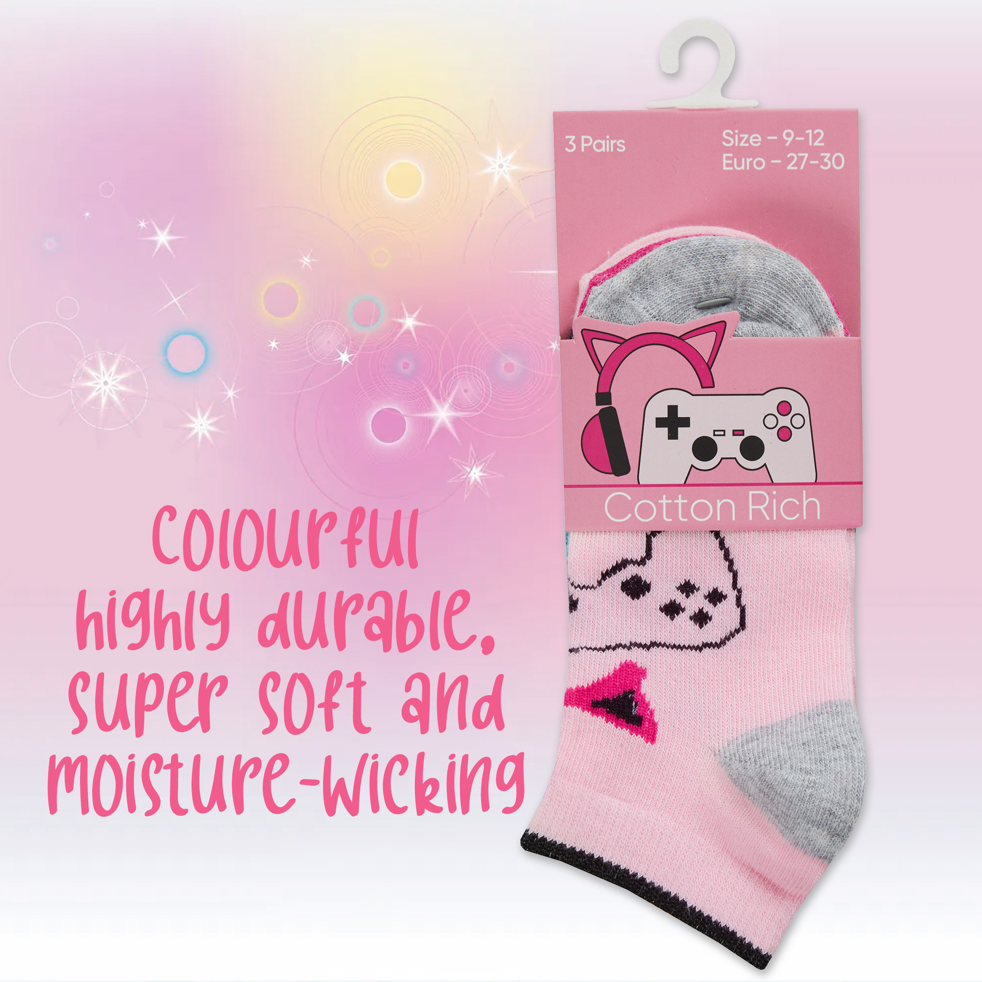 Girls Childrens Game On Dance Trainer Liner Low Cut Ankle Sport Everyday Sock UK - Picture 7 of 9