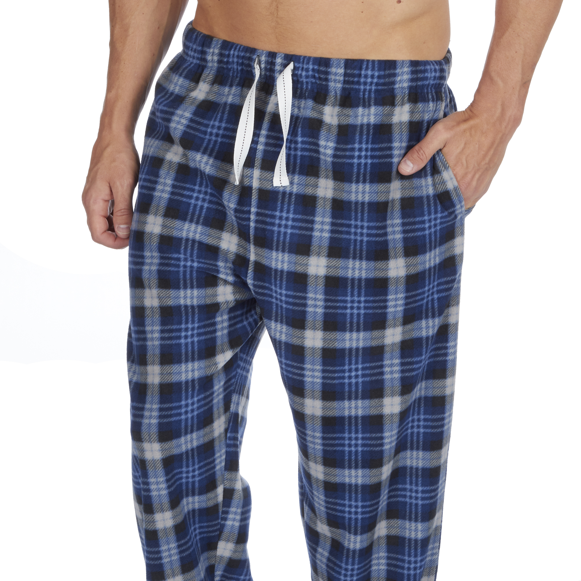 Mens Soft Warm Microfleece Checked Lounge Pyjama PJ Bottoms Pants Sizes ...