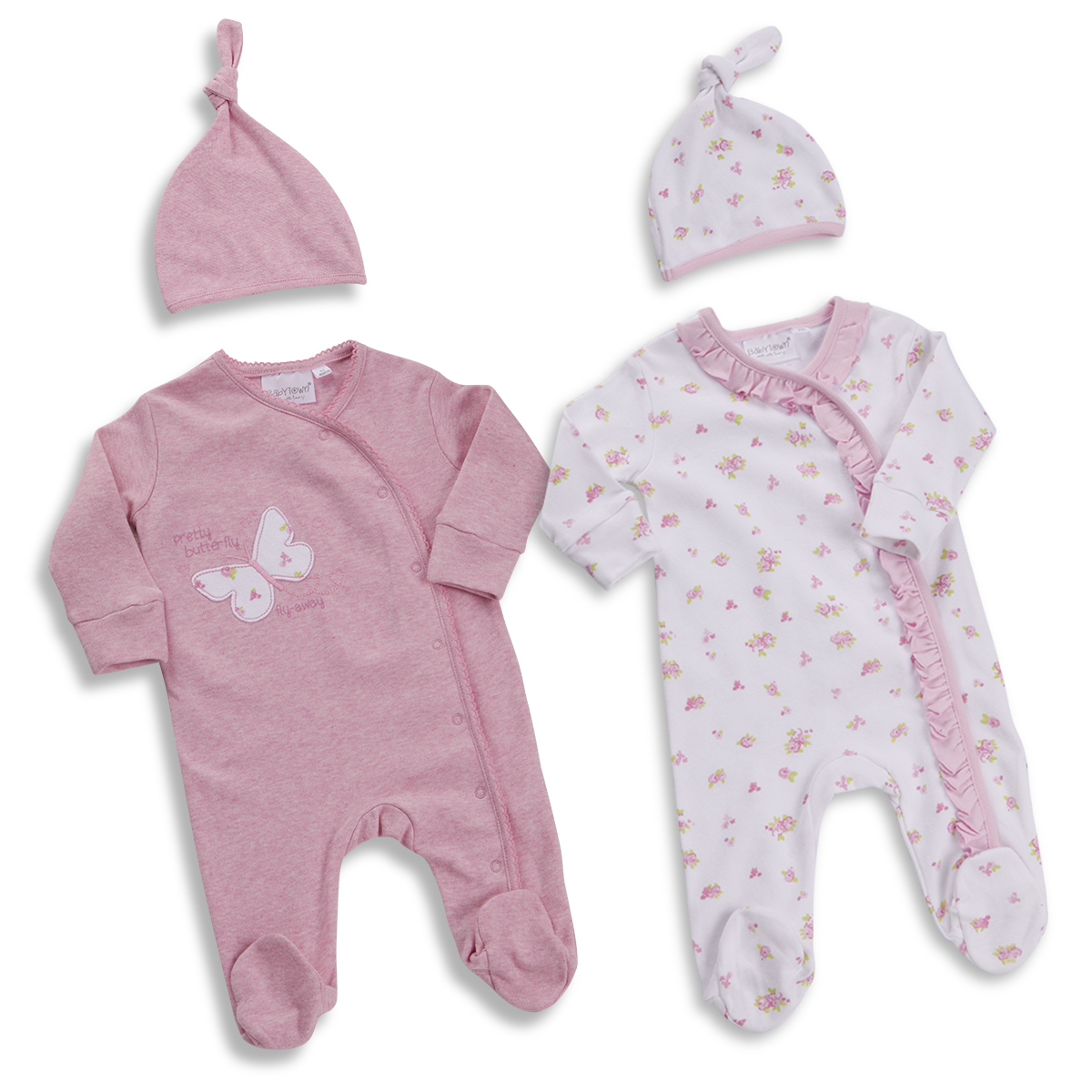 Baby Babies Girls Sleepsuit & Hat Set All-In-One Floral 0-12 Months By ...