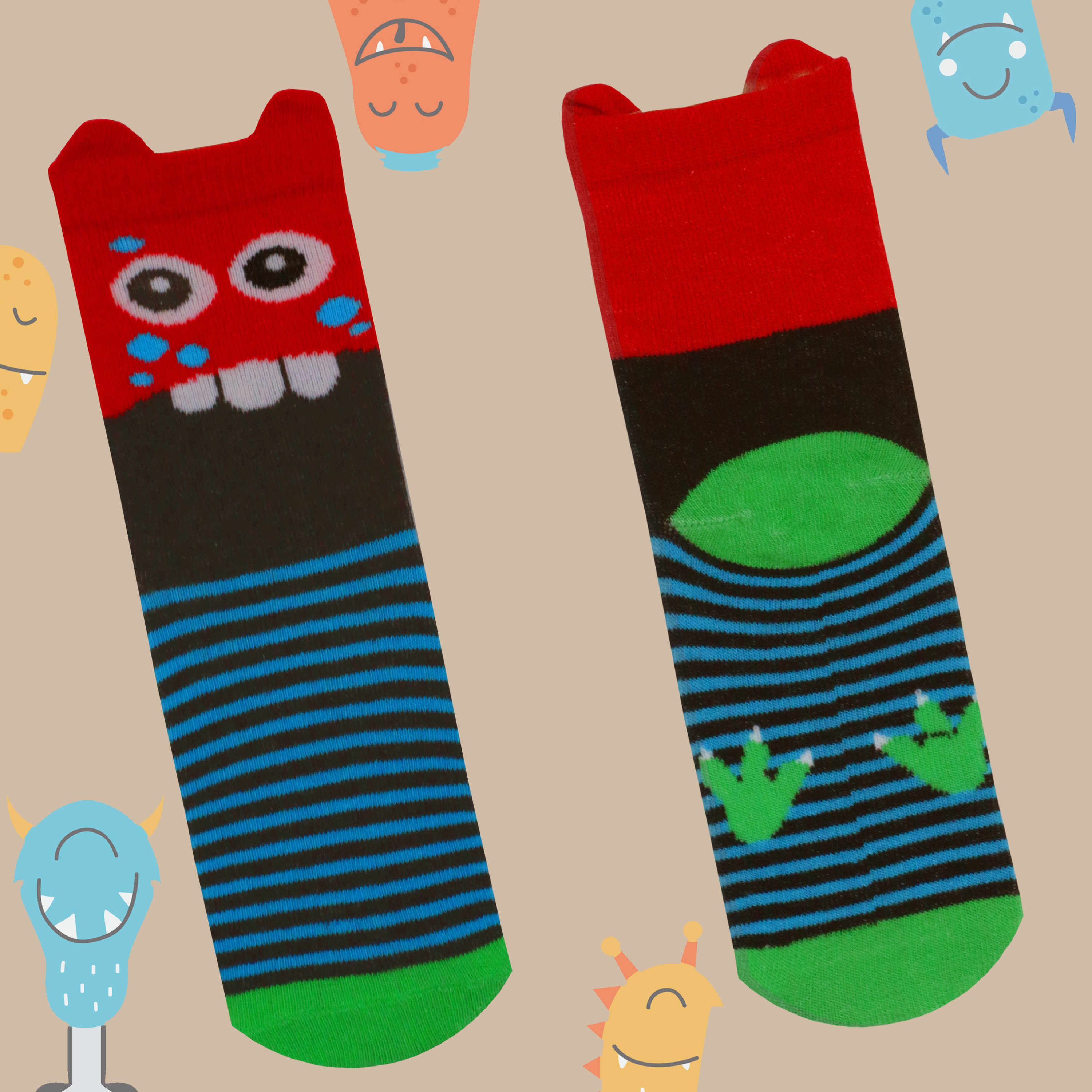 Niños Monstruos Lindos Coloridos Divertidos Extraños Geniales Calcetines Novedad Algodón Orejas Ricas 6-3.5 - Imagen 27 de 56