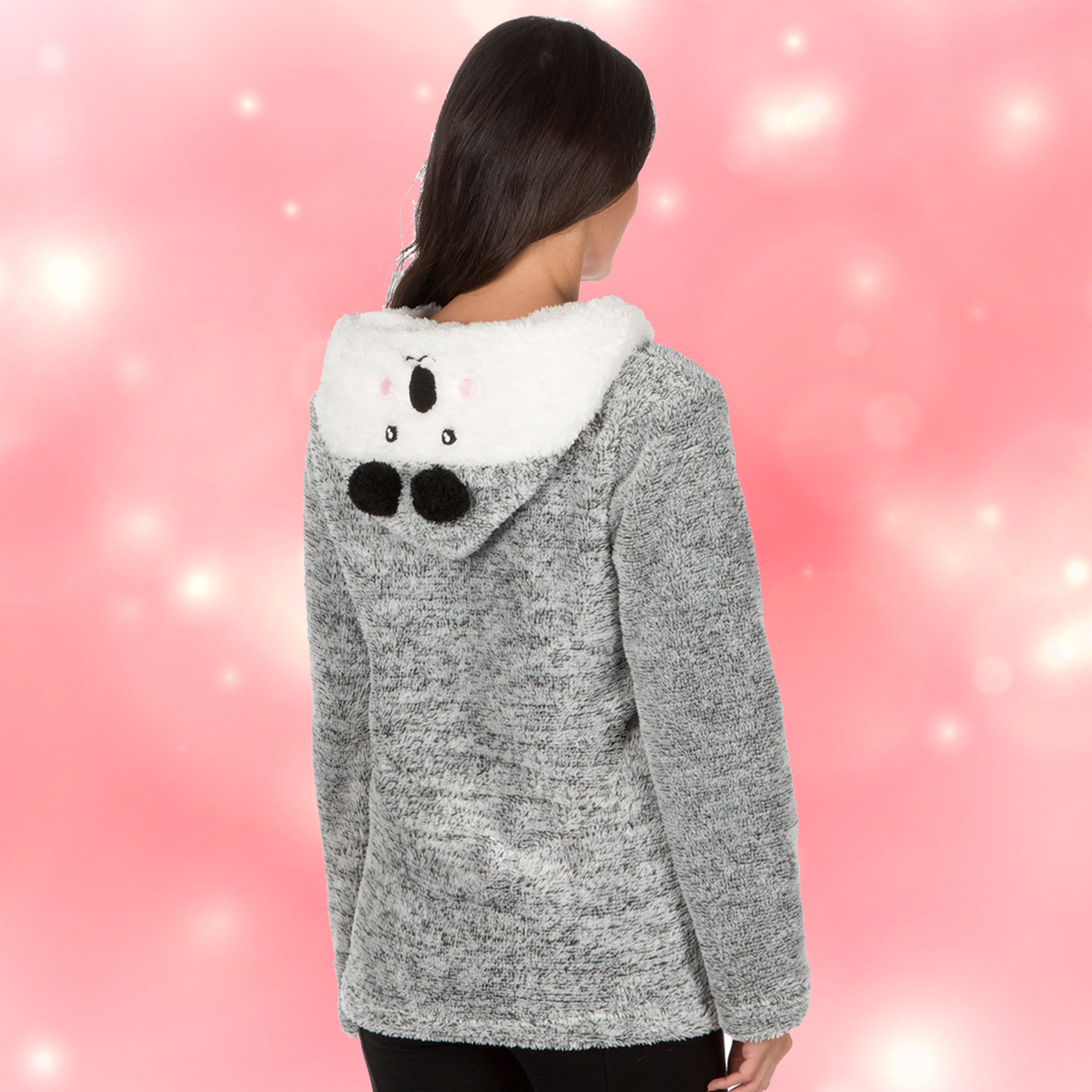 Womens Ladies Warm Bed Jacket Hooded Pyjama Loungewear Hoodie Pocket