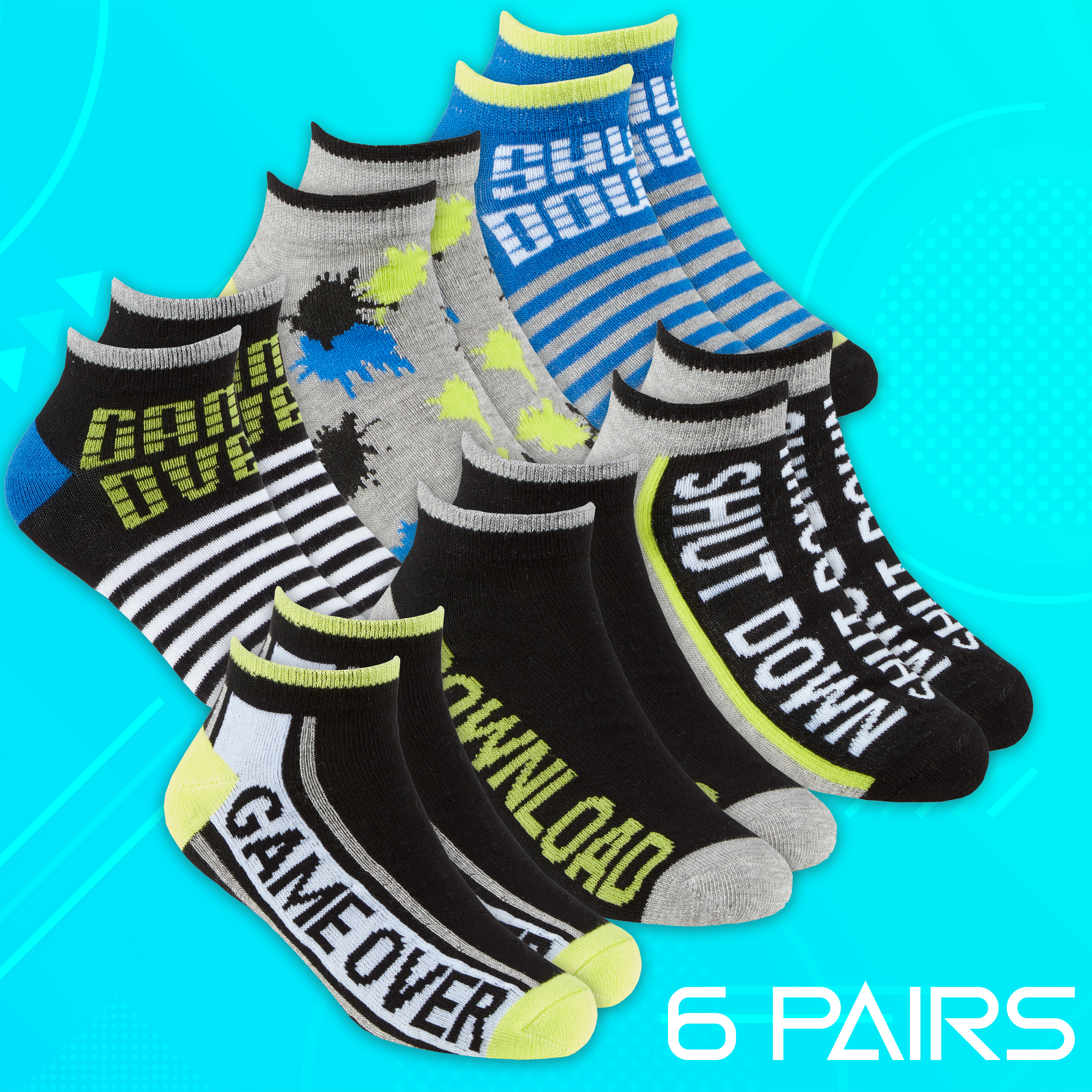 6 Pairs Kids Boys Bamboo Socks Trainer Liner Game Size 6-8.5 9-12 12.5-3.5 12-3 - Picture 7 of 14