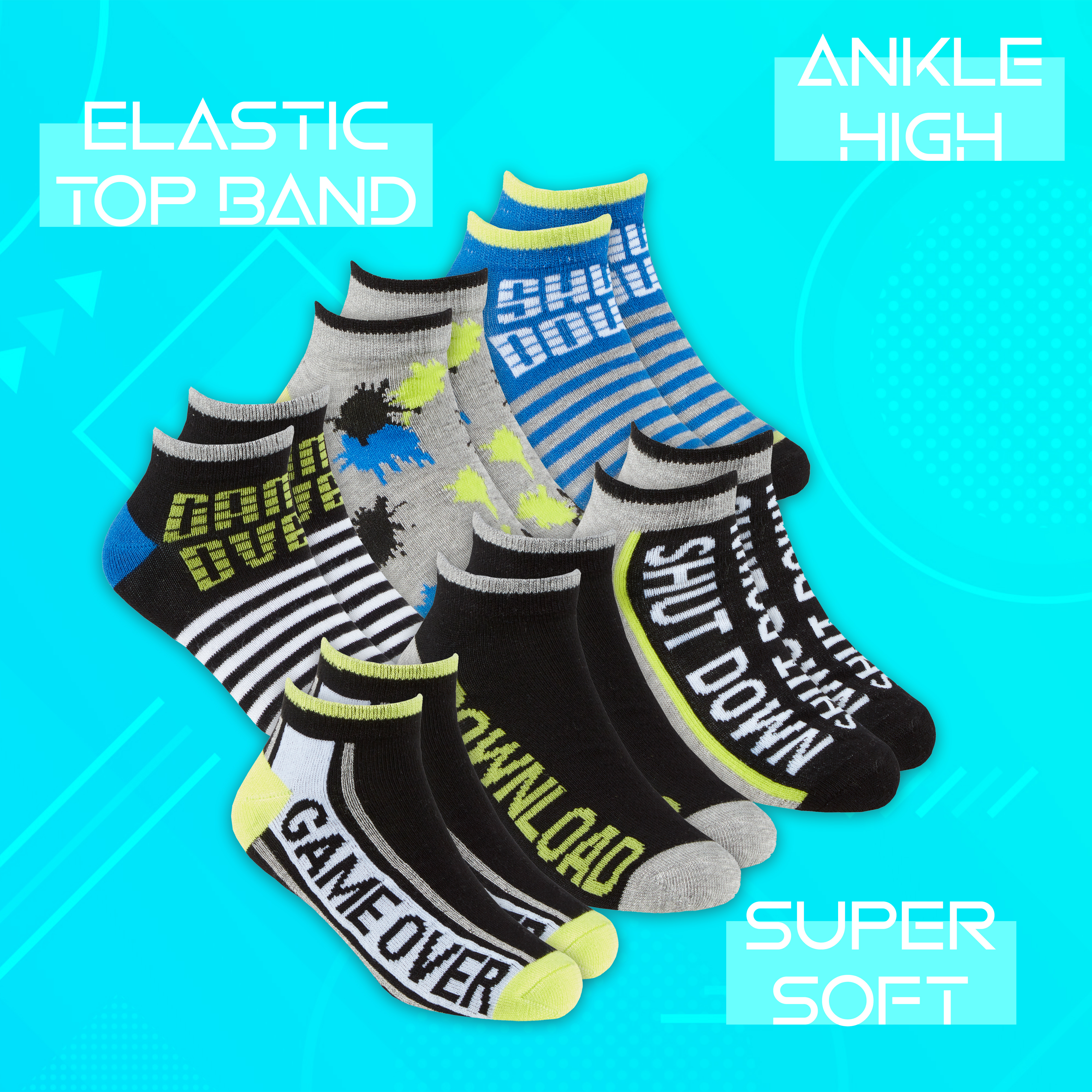 6 Pairs Kids Boys Bamboo Socks Trainer Liner Game Size 6-8.5 9-12 12.5-3.5 12-3 - Picture 8 of 14