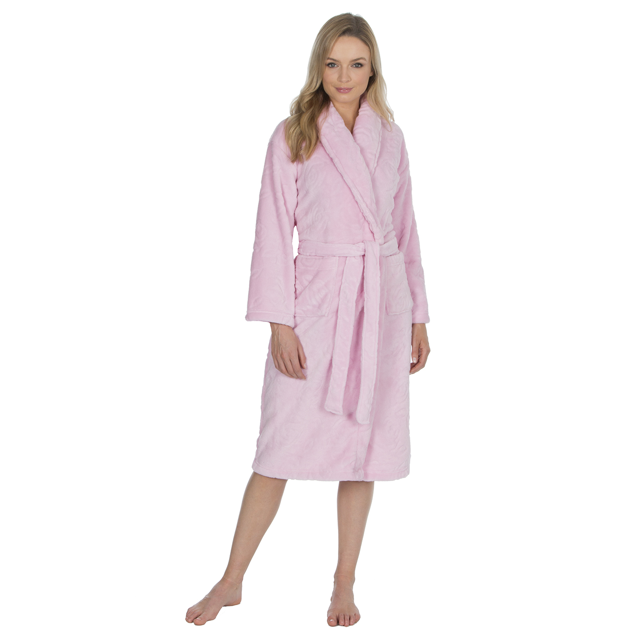 Blush Pink ladies satin feel dressing gown AMANDA | eBay