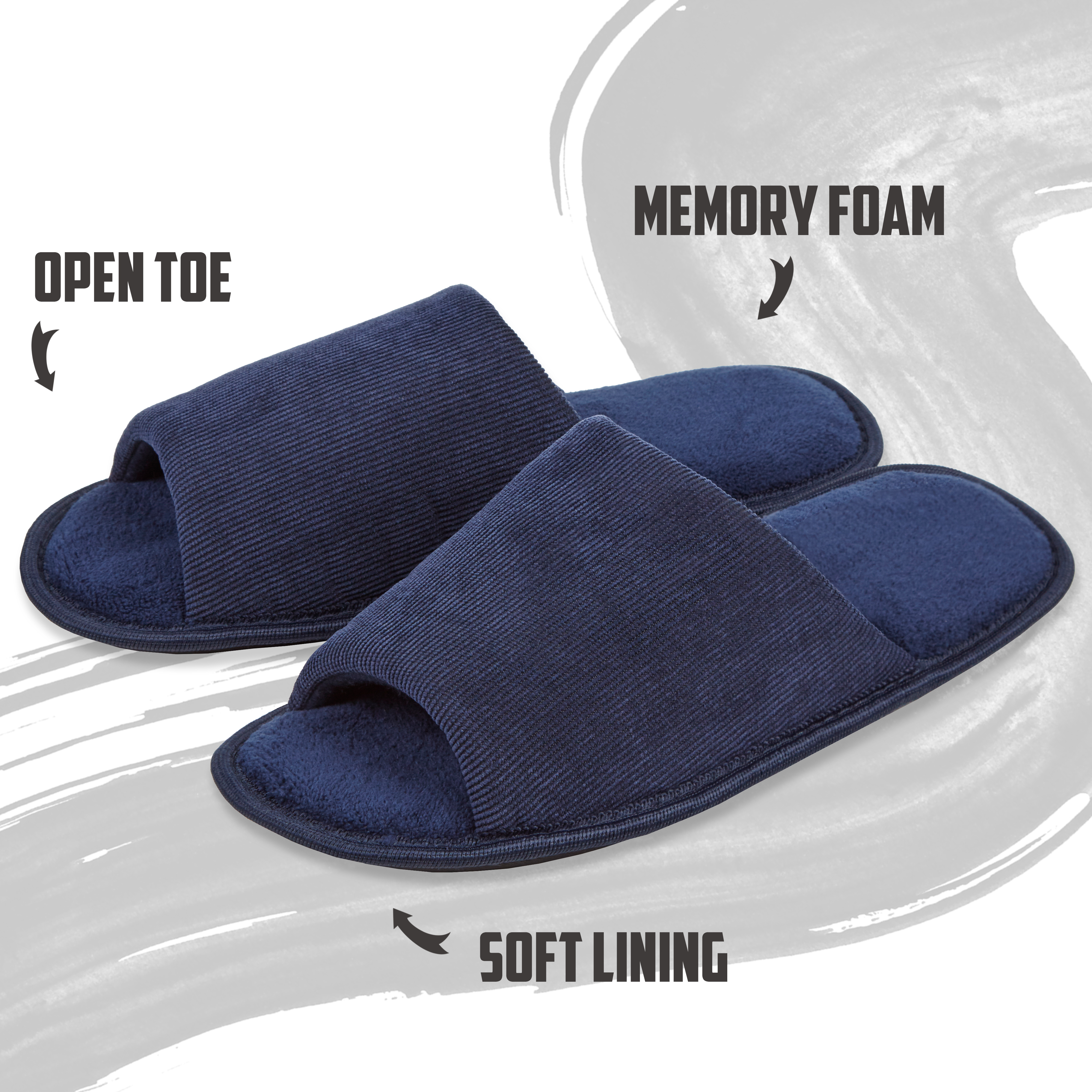 Strong Souls Men's Memory Foam Slippers – Open Back, Fleece Lined, Mule House Shoes