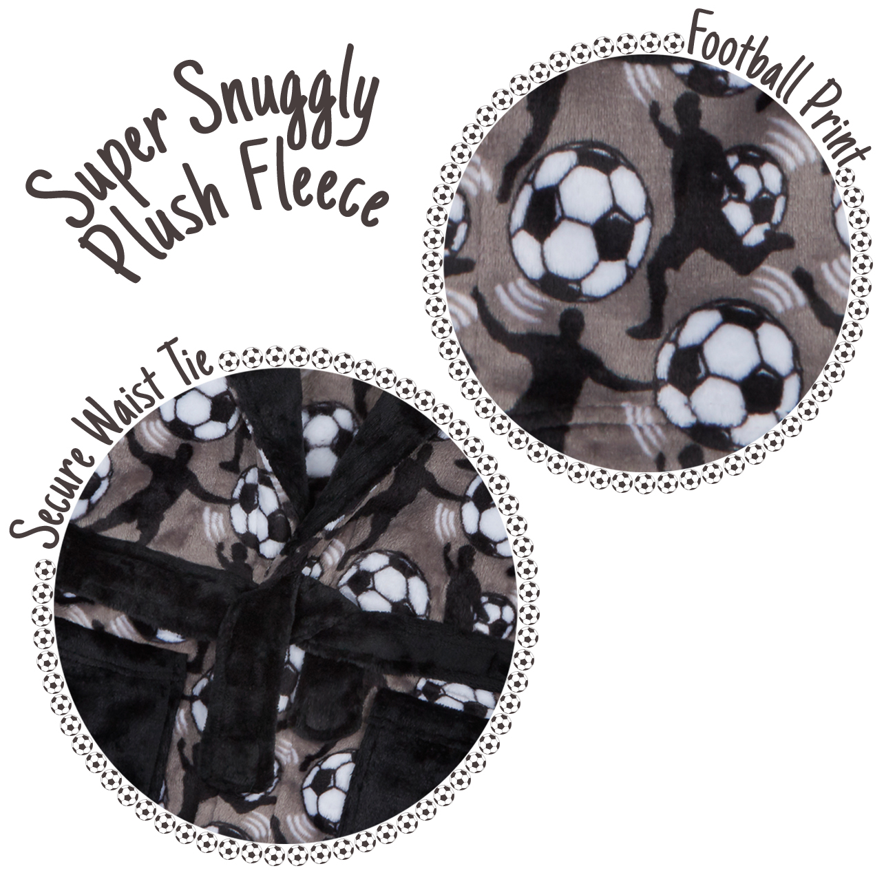 Childrens Infant Boys Football Dressing Robe Soccer Print Hooded Fleece