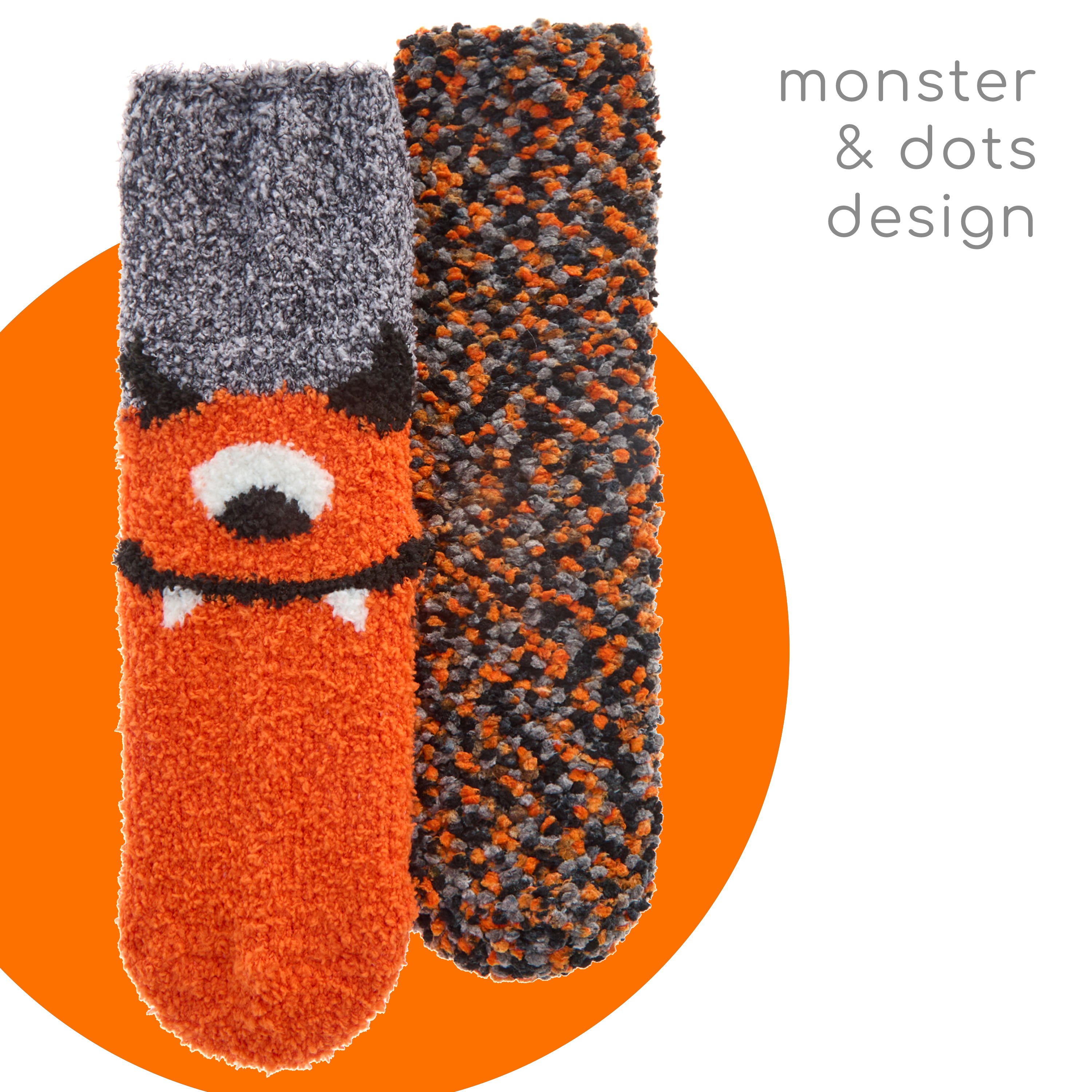 2 Pairs Kids Boys Cosy Fluffy Popcorn Socks Winter Non Slip Rocket Monster Socks - Picture 3 of 9