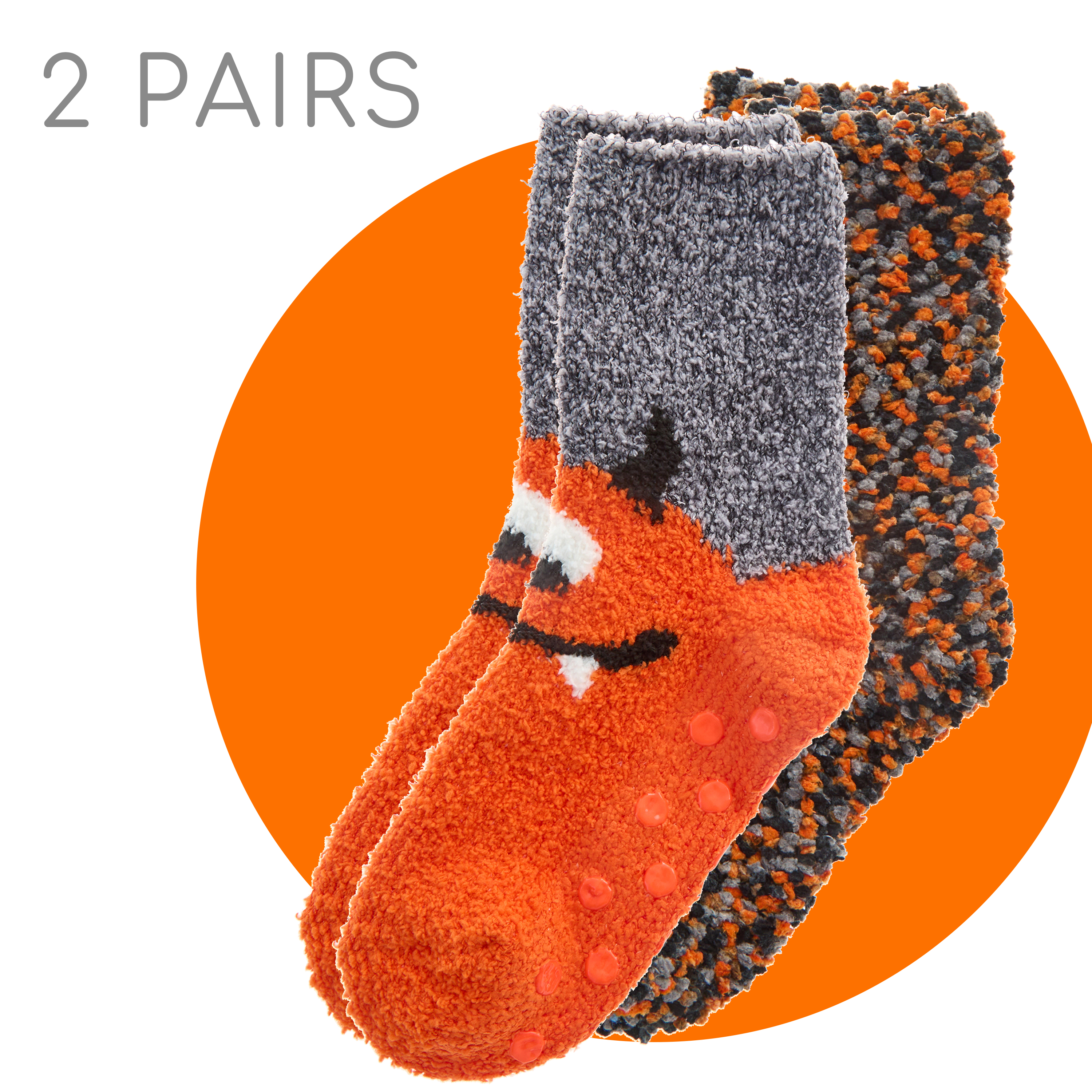 2 Pairs Kids Boys Cosy Fluffy Popcorn Socks Winter Non Slip Rocket Monster Socks - Picture 2 of 9