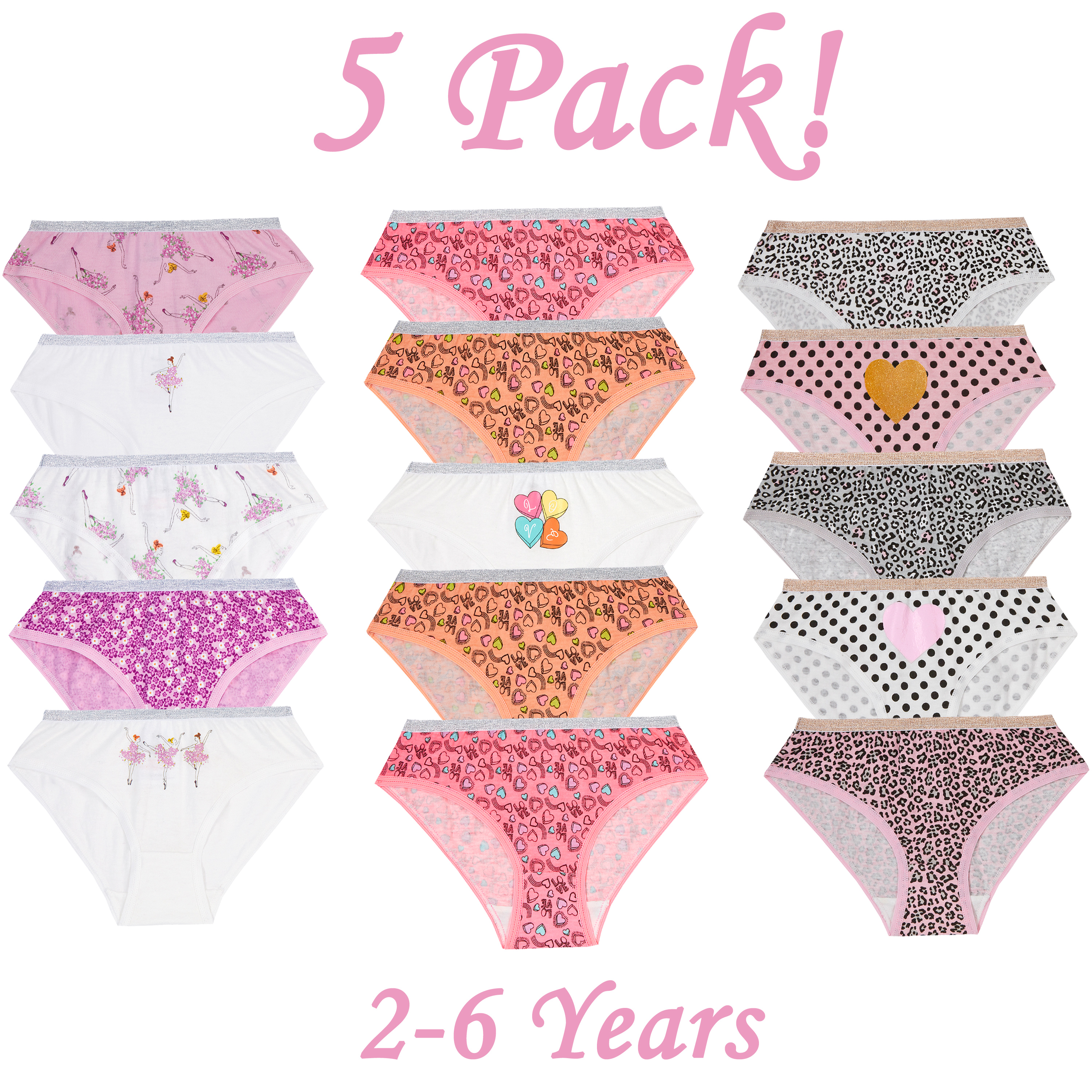 * 5 Pack Bundle Childrens Girls Briefs Knicers Underwear 100 Cotton Underpants eBay