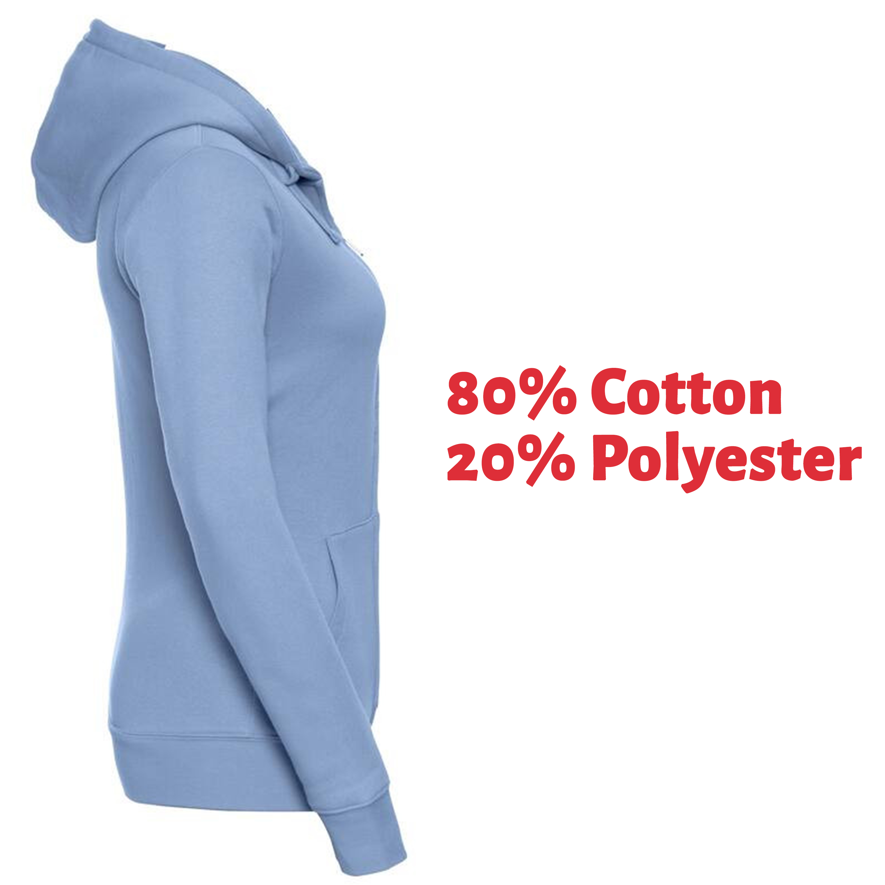 Womens Zip Up Hoodie Ladies Cotton Hooded Sweatshirt Sky Blue Jumper XS