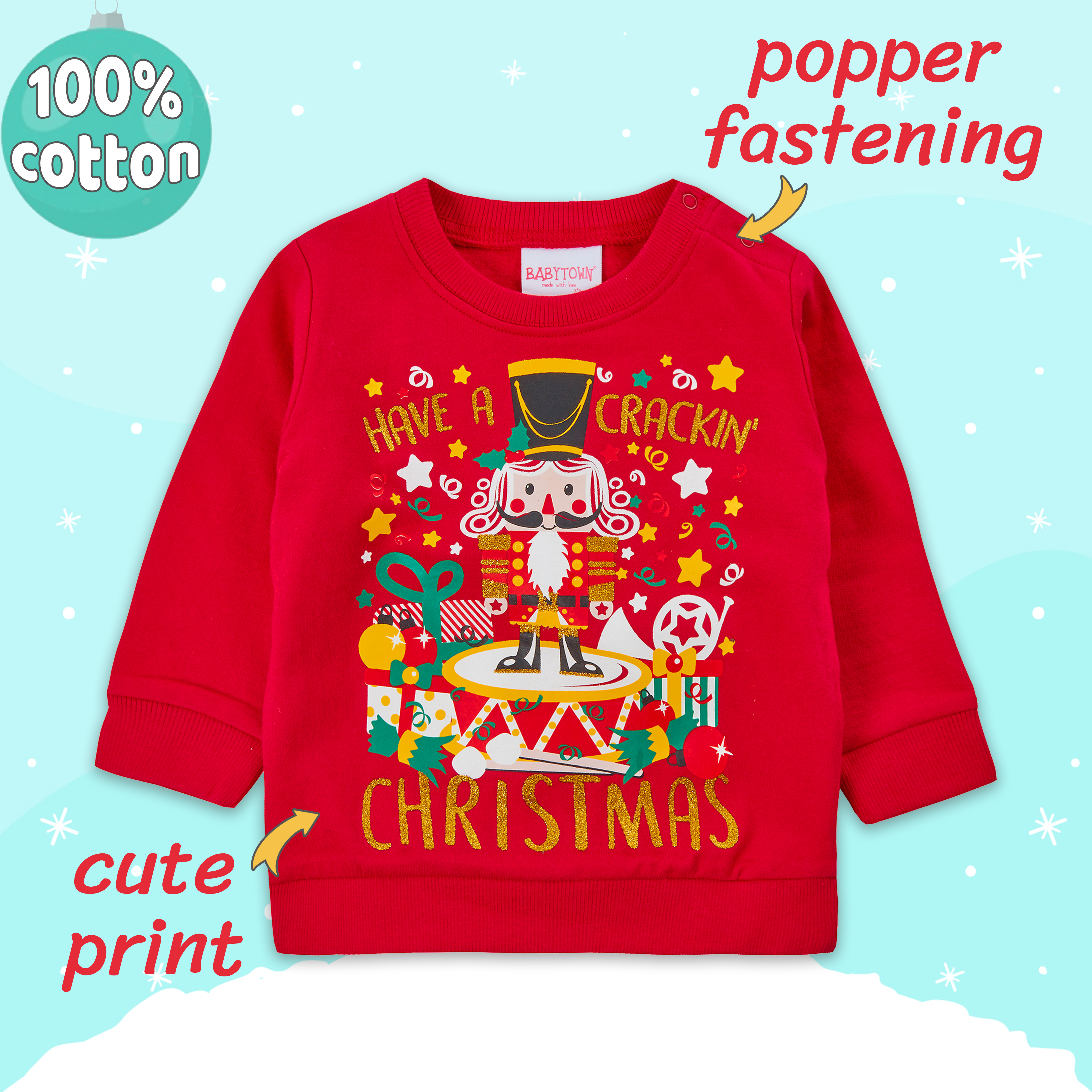Baby Girls Boys Xmas Tops Cute 100% Cotton Festive Jumper Novelty Christmas Gift 